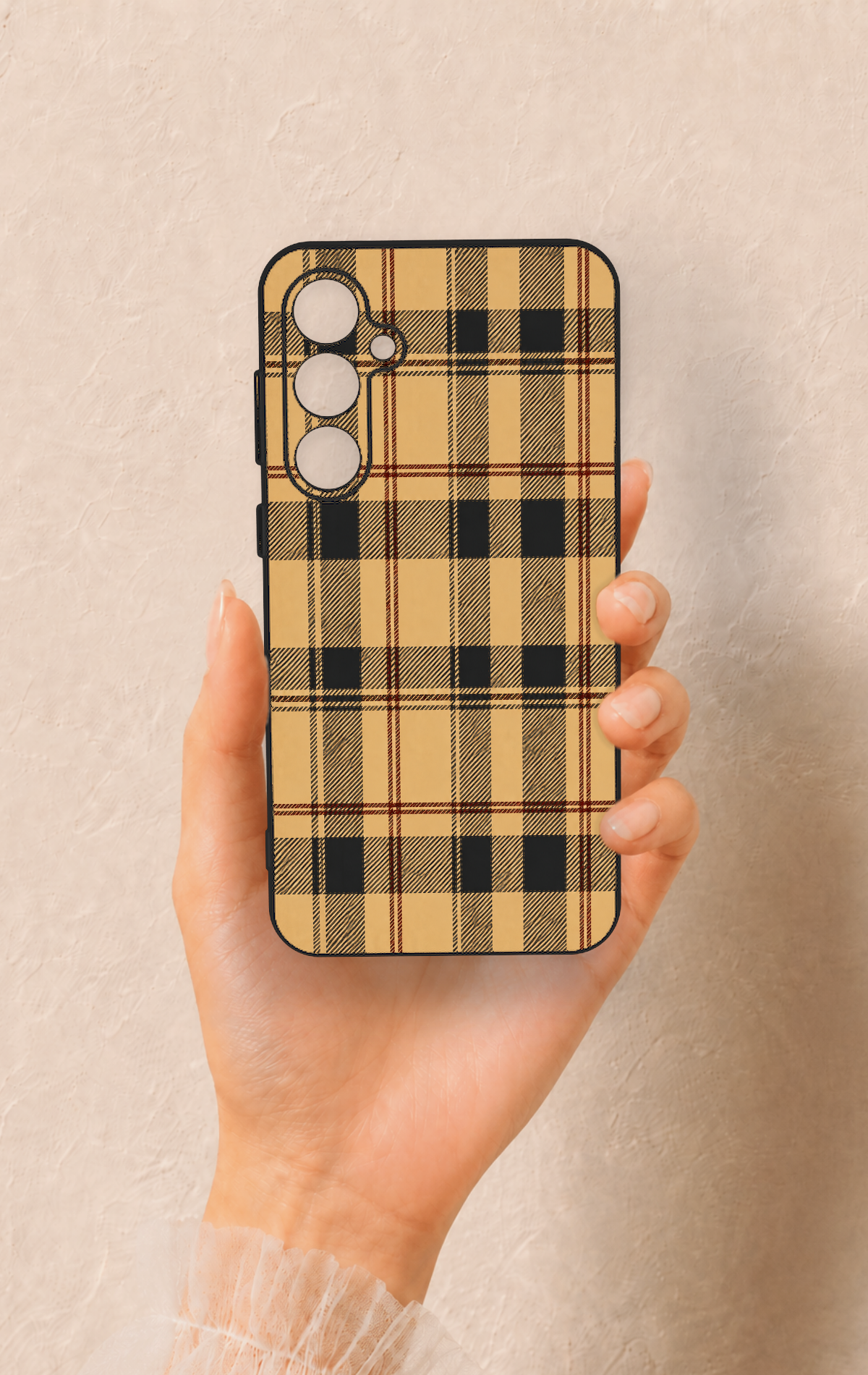 Samsung S23Fe Uyumlu Burberry Ekose Desenli Silikon Kılıf