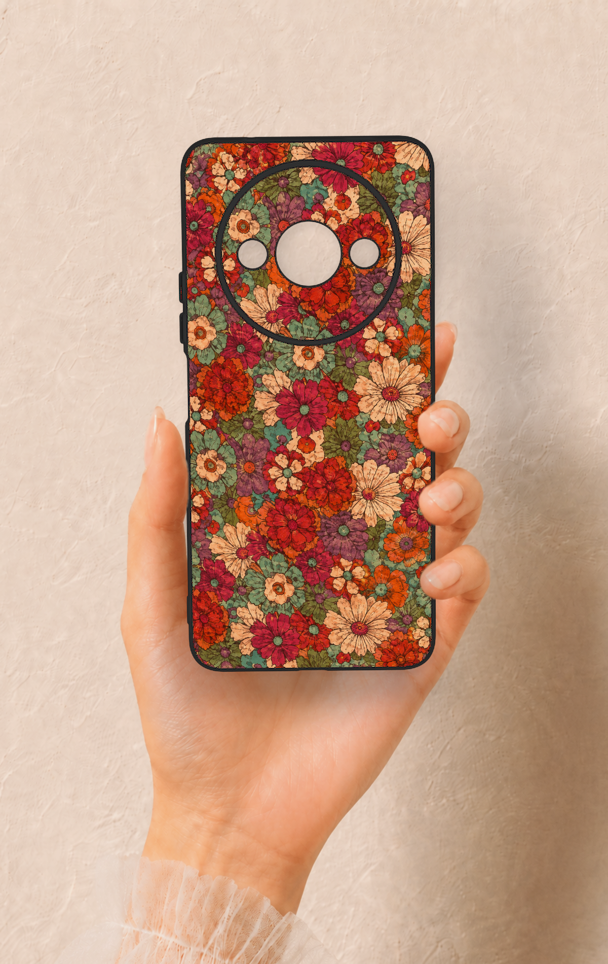 Redmi A3 Uyumlu Pastel Çiçek Bahçesi Desenli Silikon Kılıf