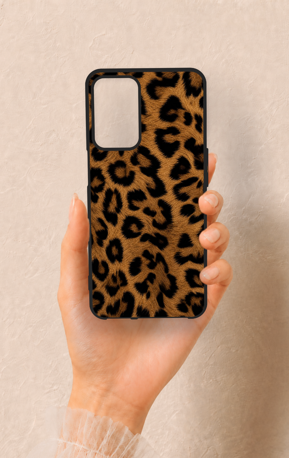Oppo A16 Uyumlu Koyu Leopar Deri Desenli Silikon Kılıf