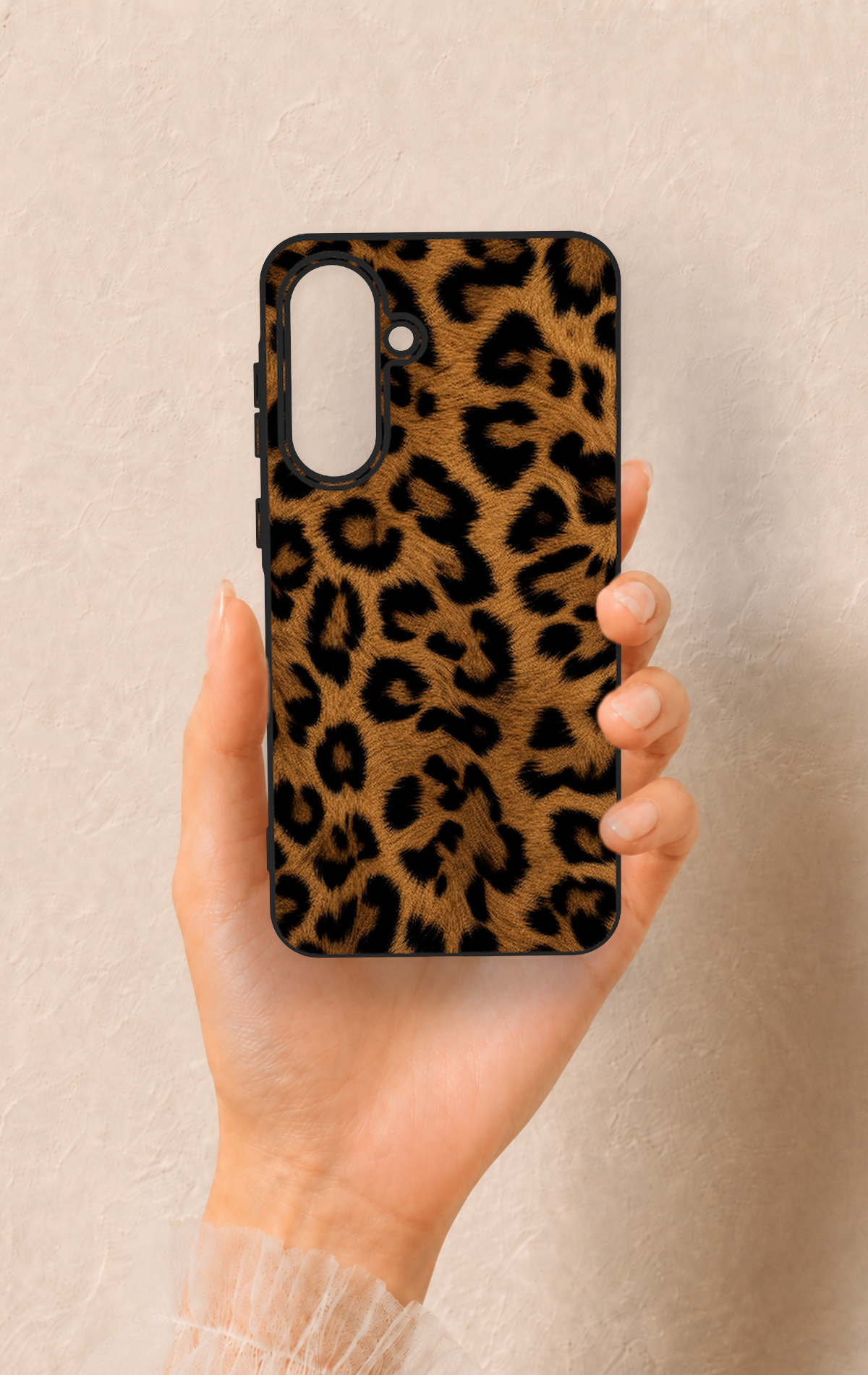 Samsung A56 Uyumlu Koyu Leopar Deri Desenli Silikon Kılıf