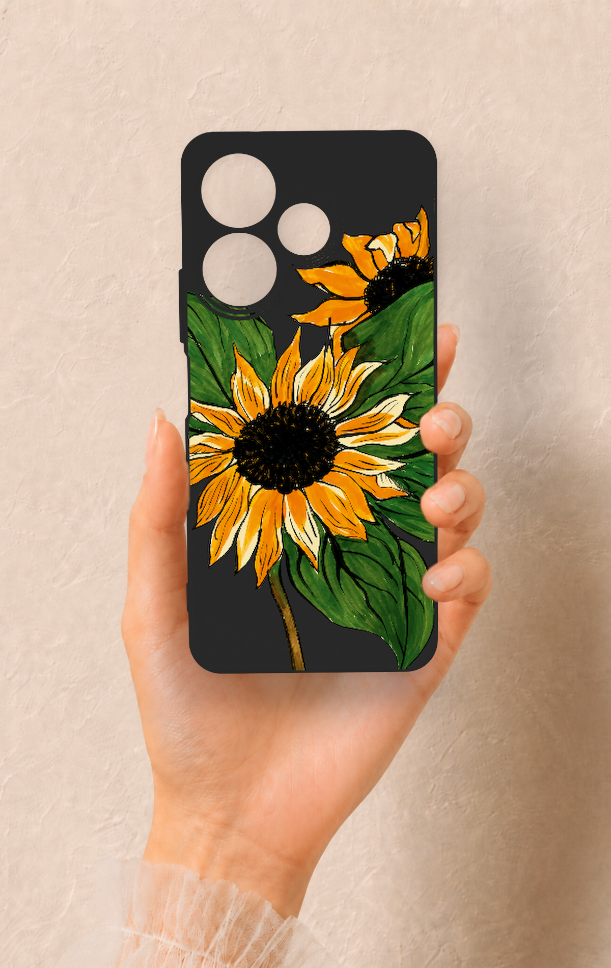 Redmi 13 4G Uyumlu Ay Çiçeği Desenli Silikon Kılıf