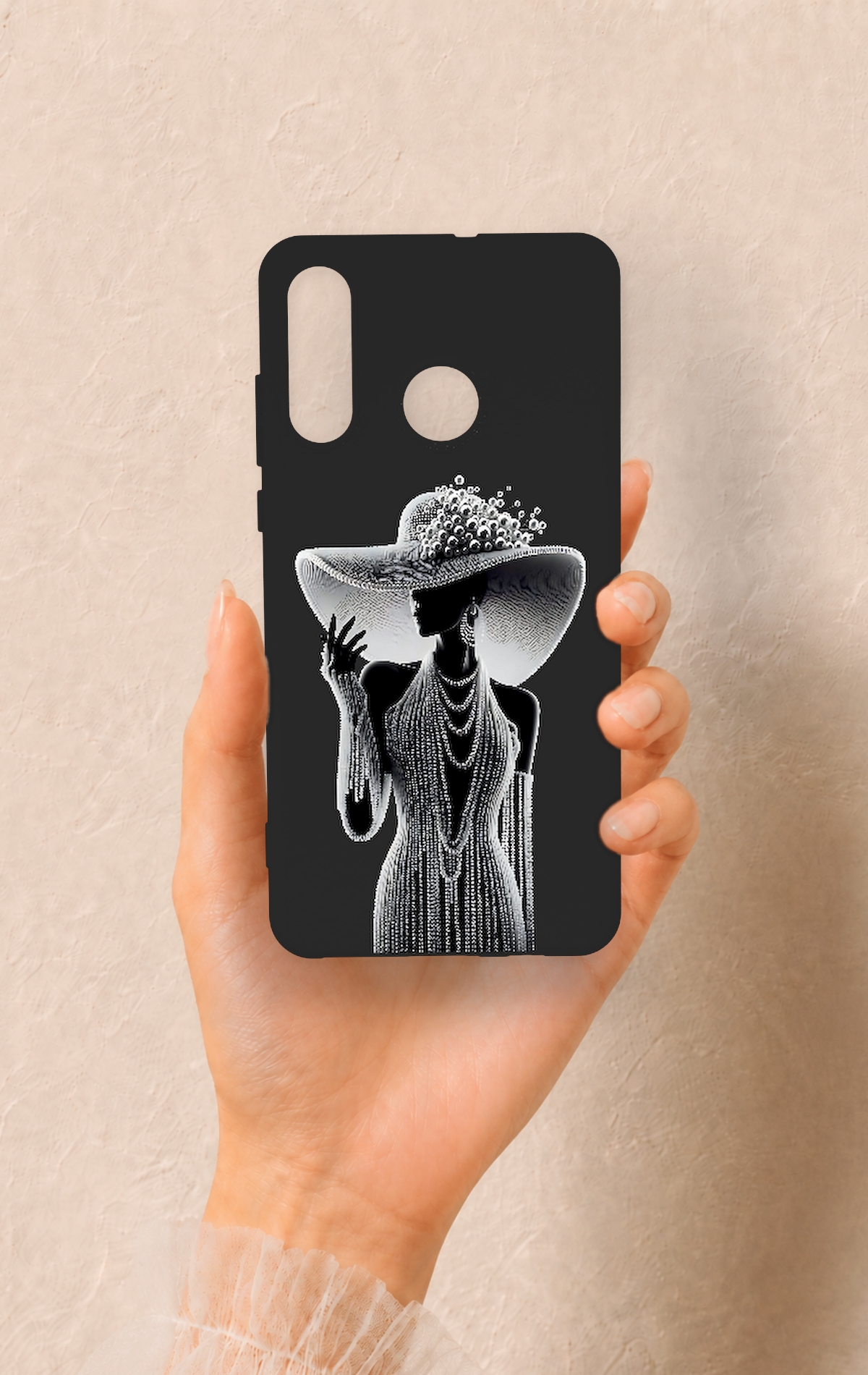 Huawei P30 Lite Uyumlu Lady Desenli Silikon Kılıf