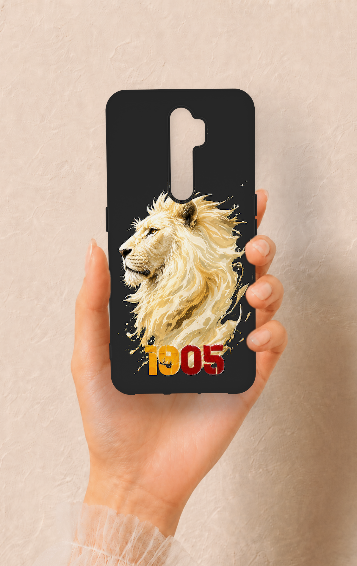 Oppo A5 2020 Uyumlu Sarı Kırmızı 1905 Aslan Desenli Silikon Kılıf