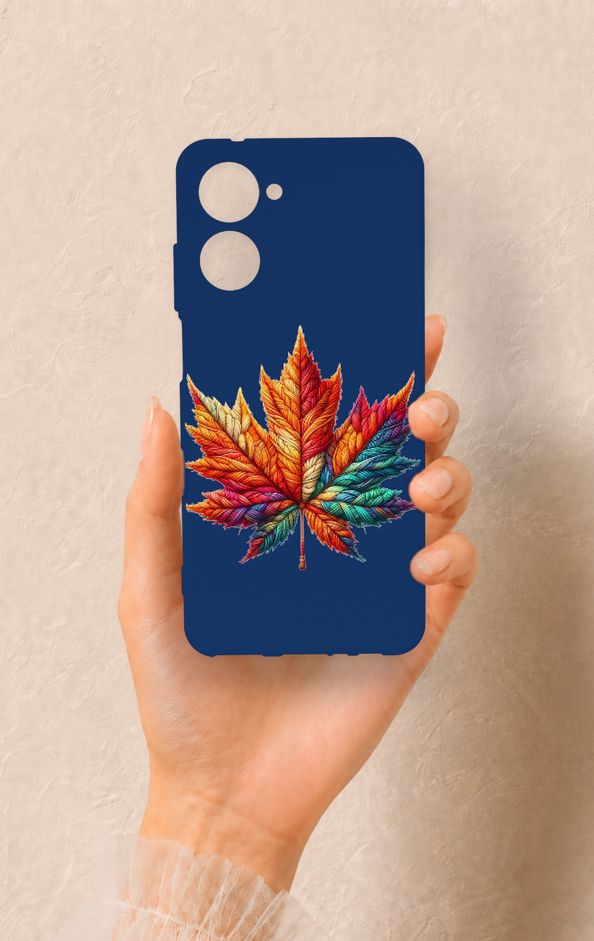 Realme 10 Uyumlu Renkli Yaprak Desenli Silikon Kılıf