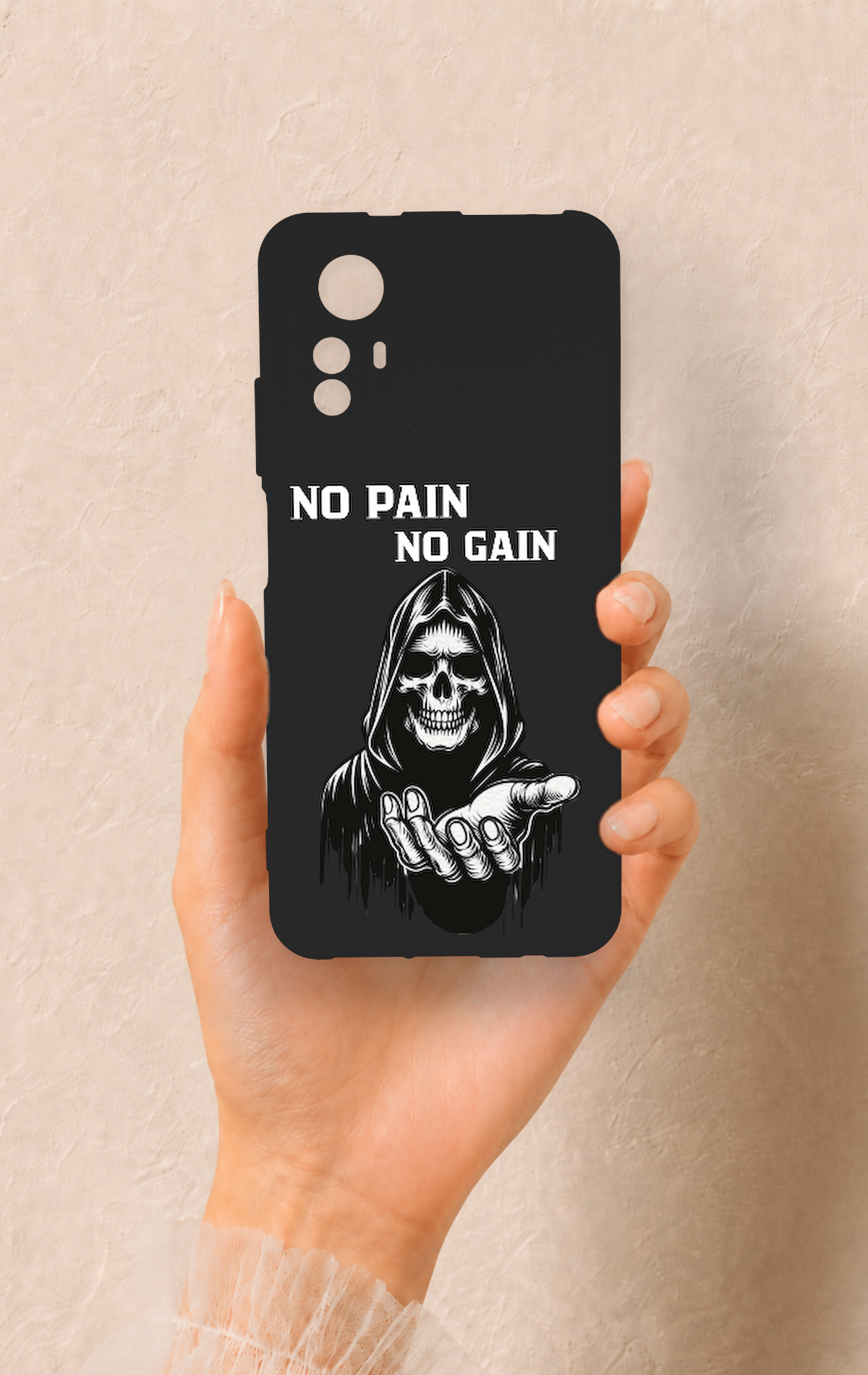 Redmi Note 12S Uyumlu No Pain No Gain Desenli Silikon Kılıf