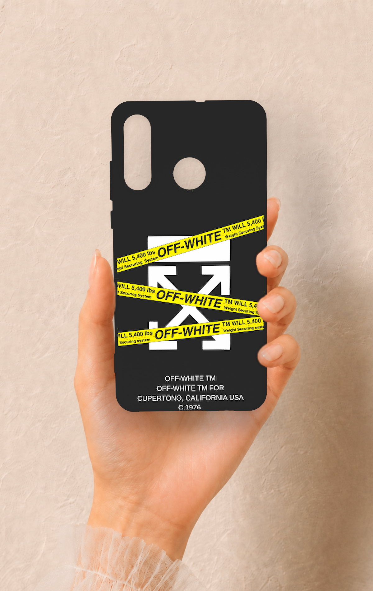 Huawei P30 Lite Uyumlu Off White Desenli Silikon Kılıf
