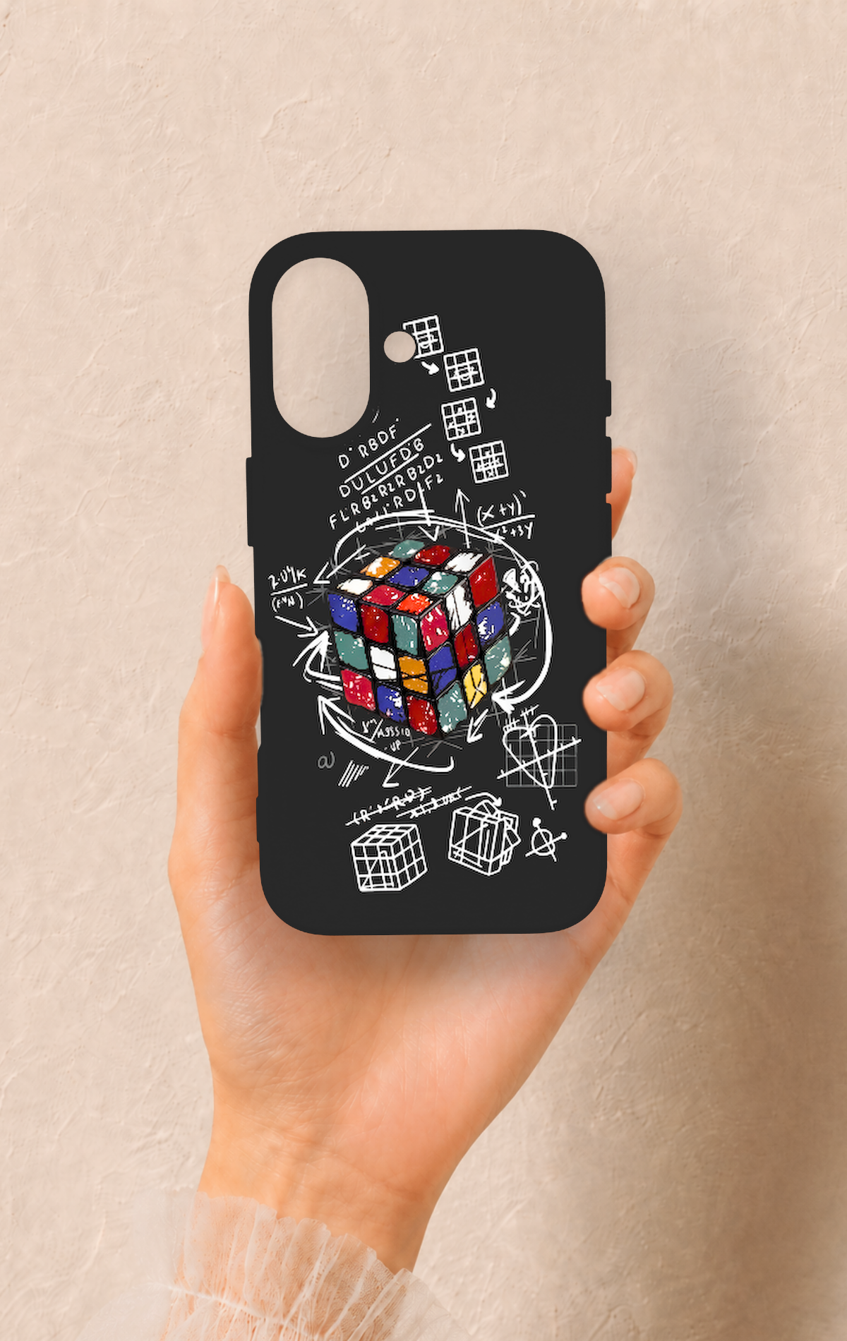 iPhone 16 Uyumlu Rubik Küb Desenli Silikon Kılıf