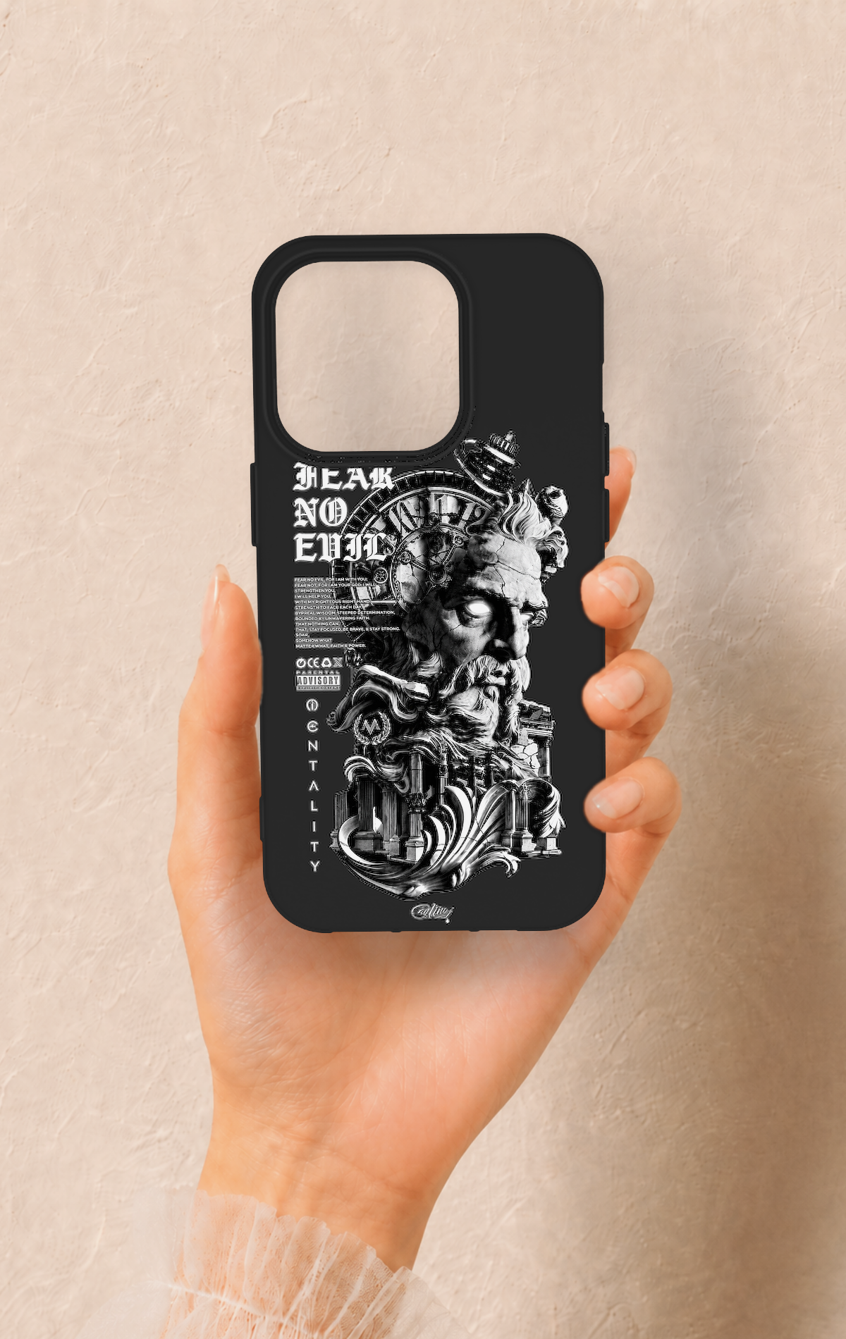 iPhone 14 Pro Uyumlu Fear No Evil Desenli Silikon Kılıf