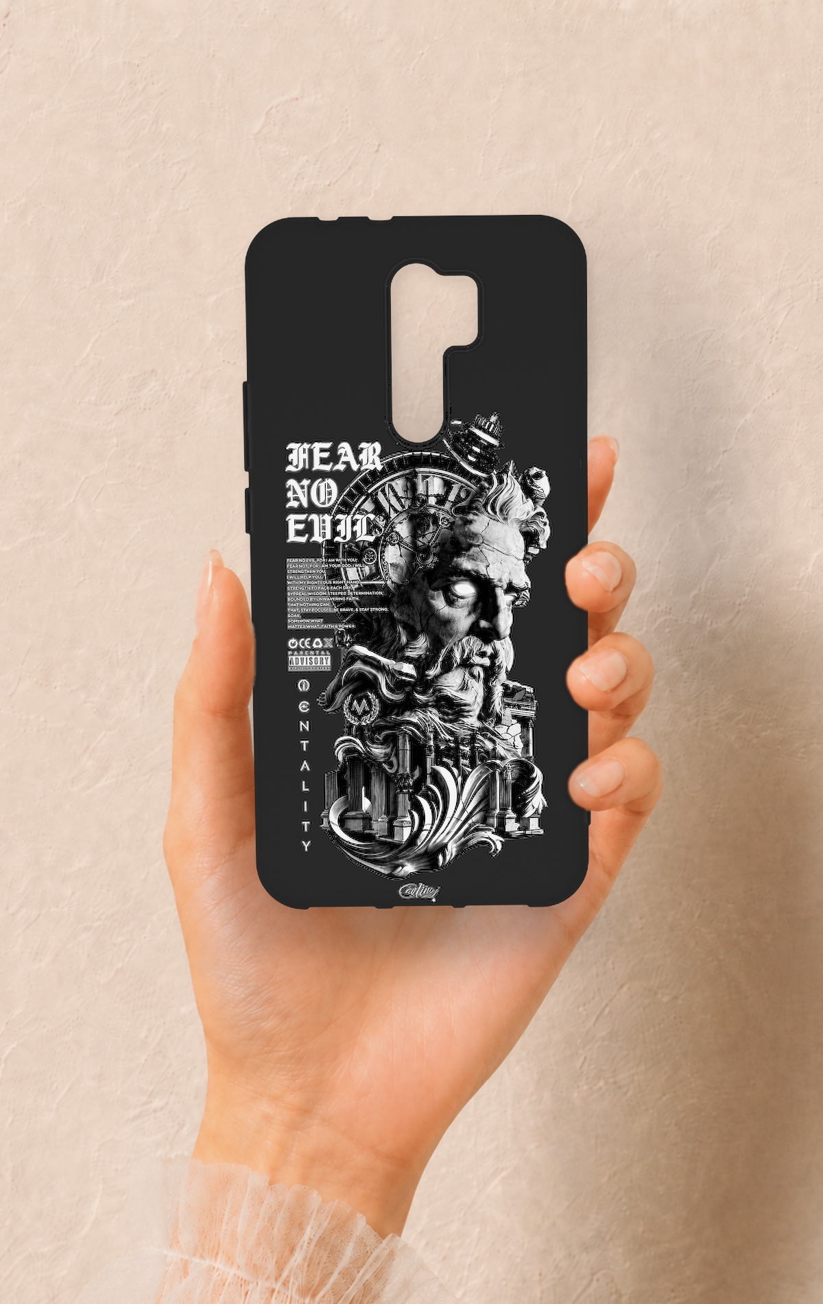 Redmi 9 Uyumlu Fear No Evil Desenli Silikon Kılıf