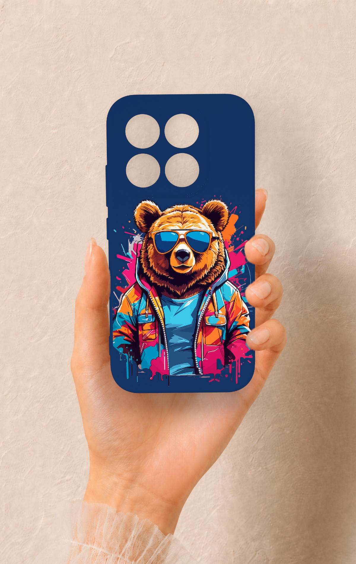 Xiaomi Mi 17 5G Uyumlu Gözlüklü Ayı Desenli Silikon Kılıf