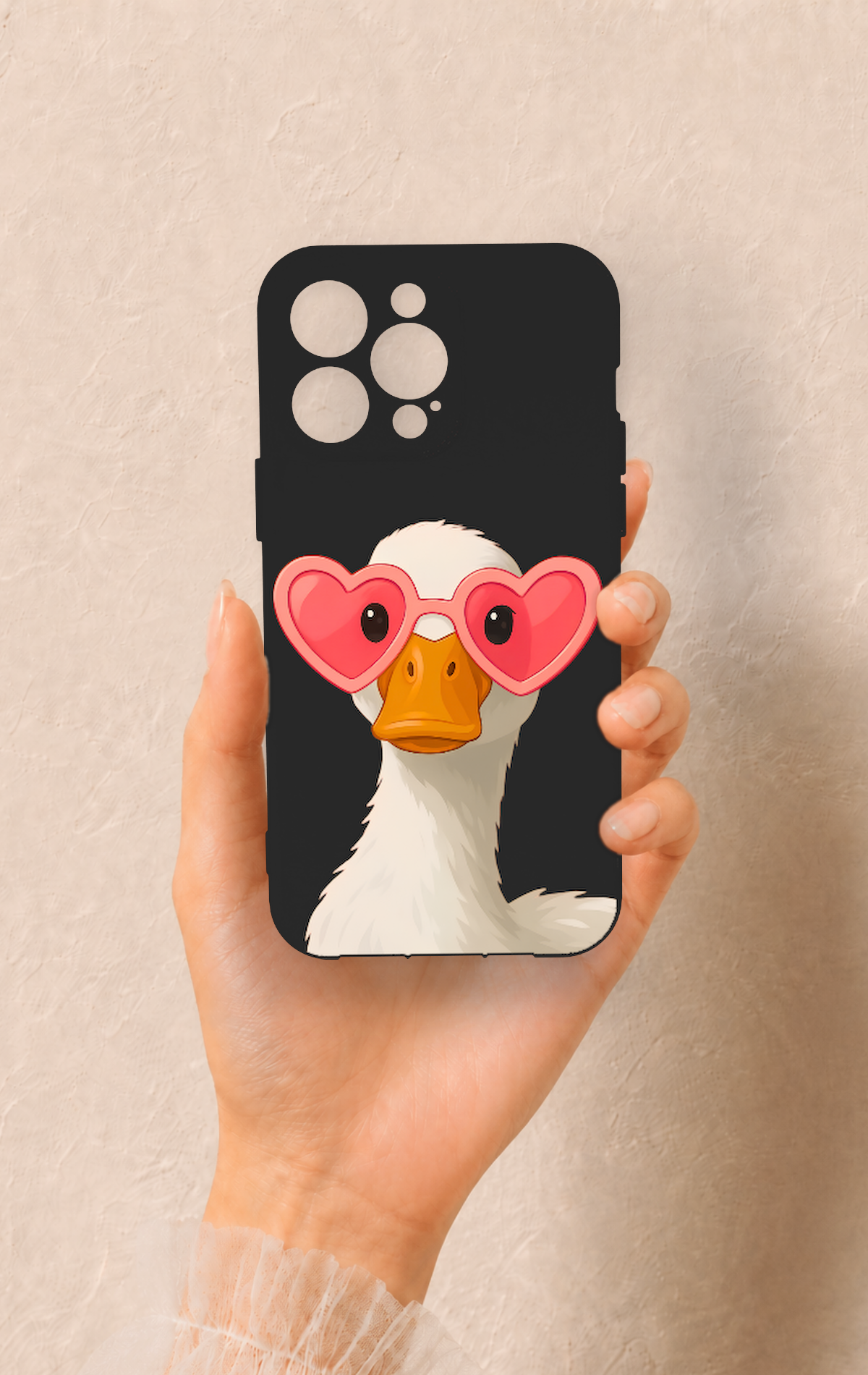 iPhone 14 Pro Max Uyumlu Aşık Ördek Desenli Silikon Kılıf