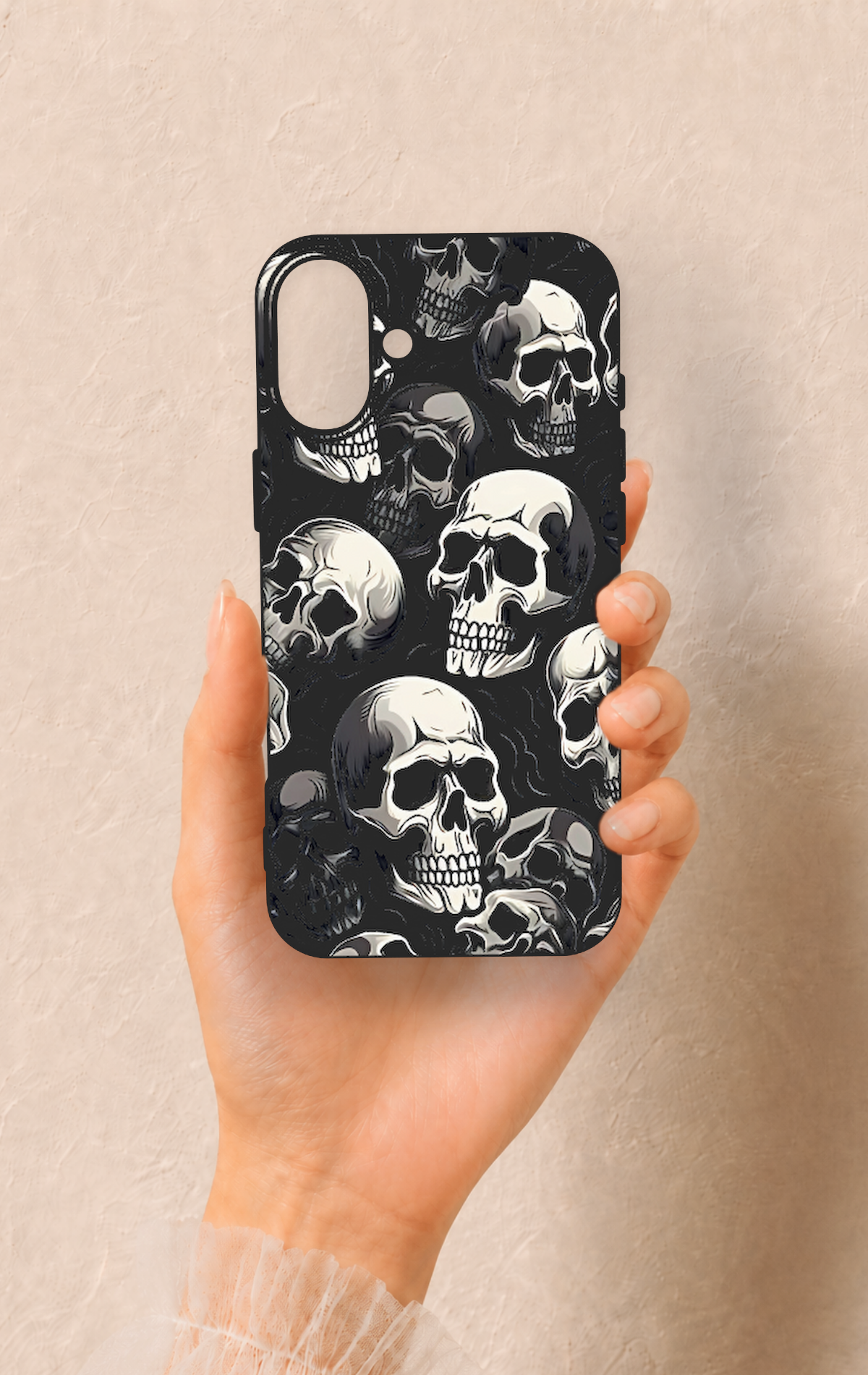 iPhone 16 Plus Uyumlu Kuru Kafa Desenli Silikon Kılıf