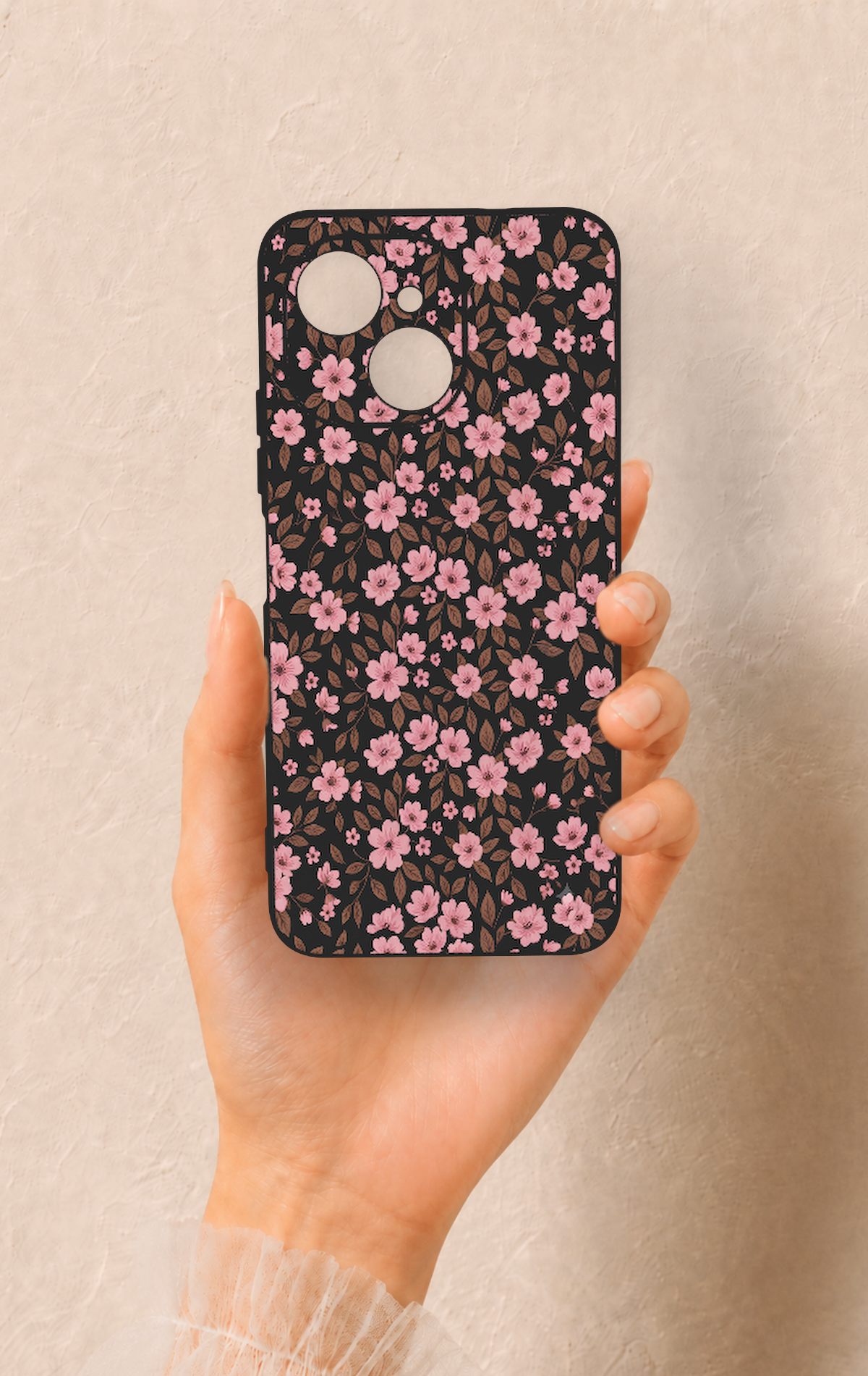 Tecno Spark 40C Uyumlu Mini Pembe Çiçek Desenli Silikon Kılıf