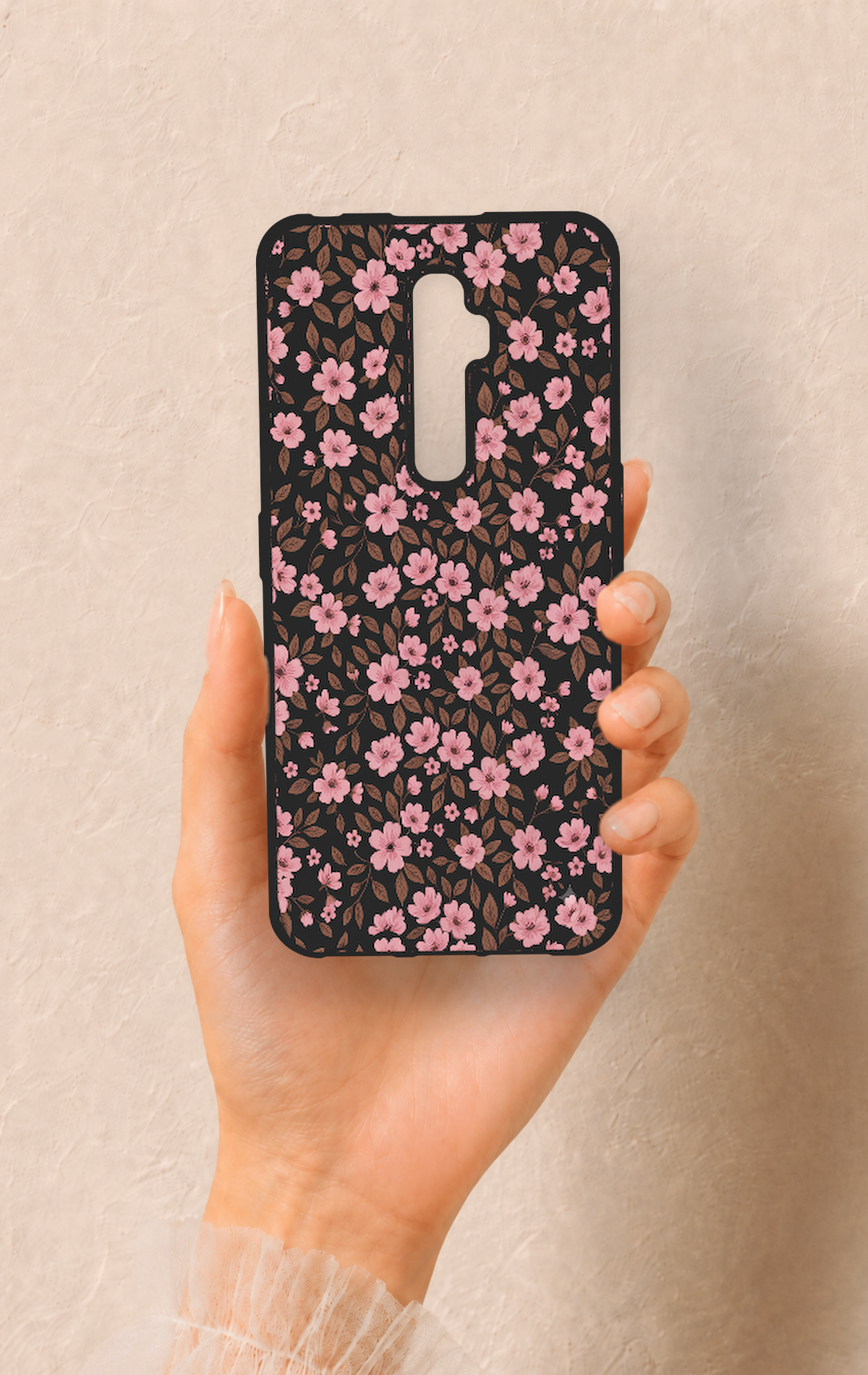 Oppo Reno 2Z Uyumlu Mini Pembe Çiçek Desenli Silikon Kılıf