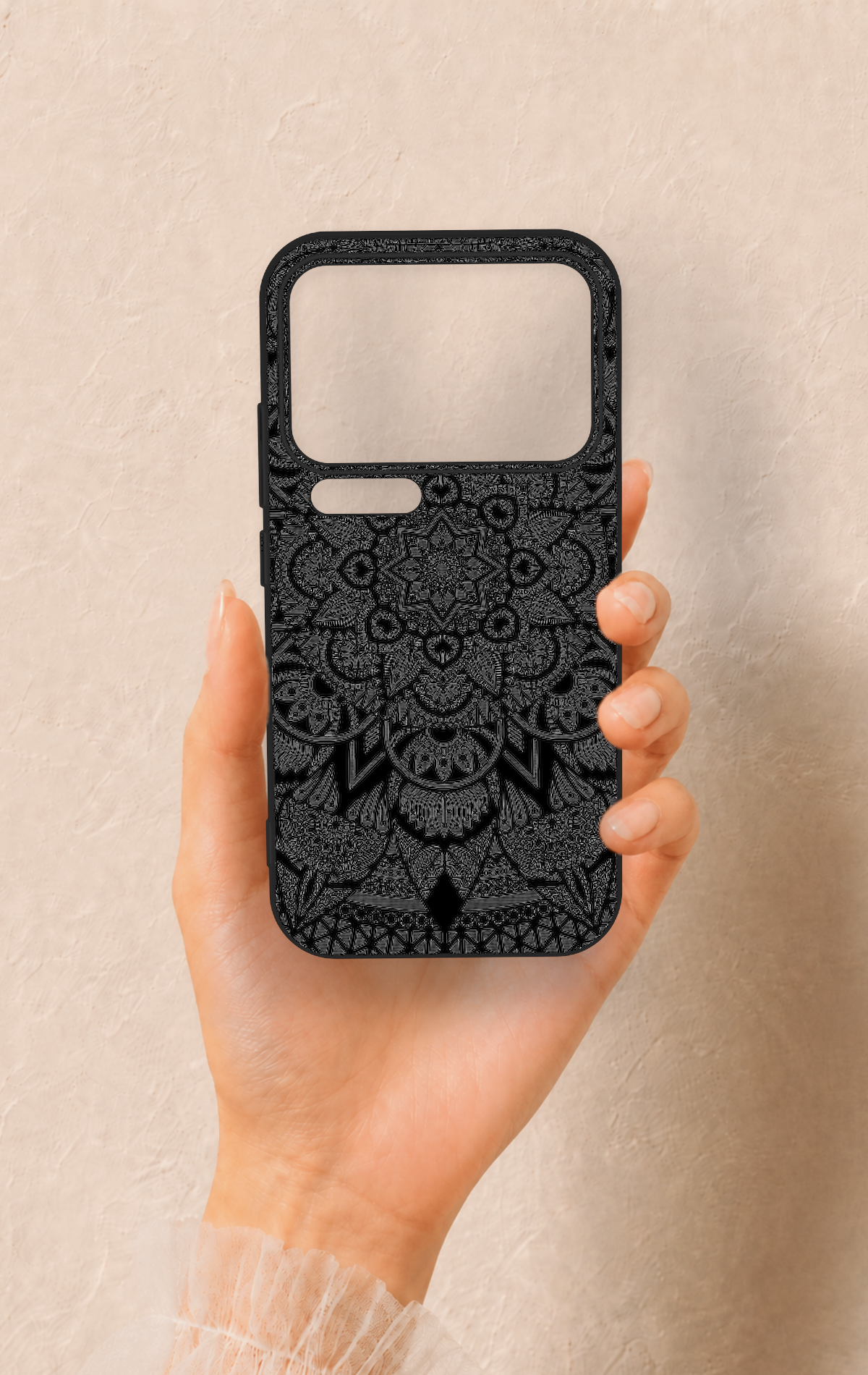Xiaomi Mi 17 Pro 5G Uyumlu Siyah Beyaz Mandala Desenli Silikon Kılıf