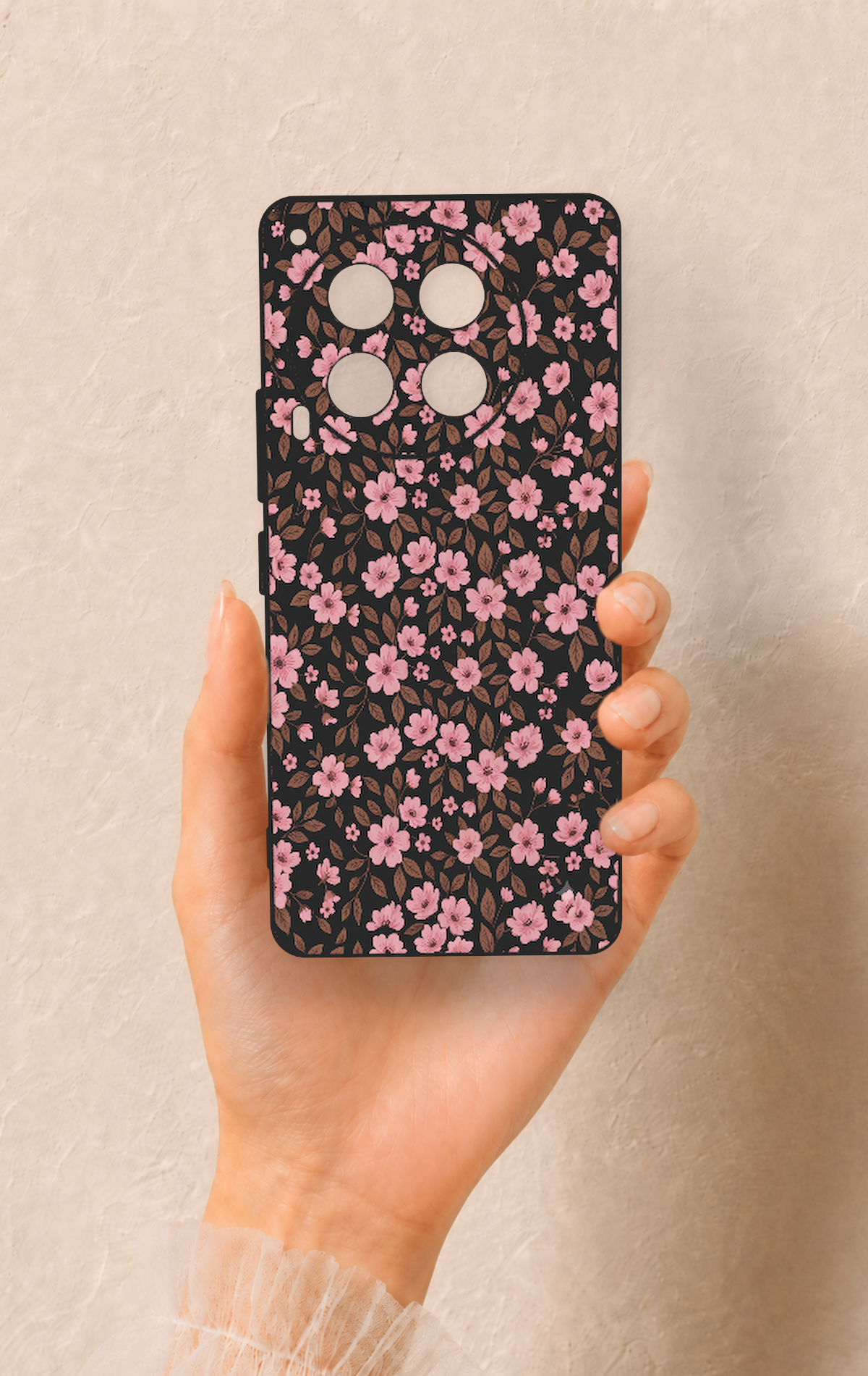 Tecno Camon 30 Uyumlu Mini Pembe Çiçek Desenli Silikon Kılıf