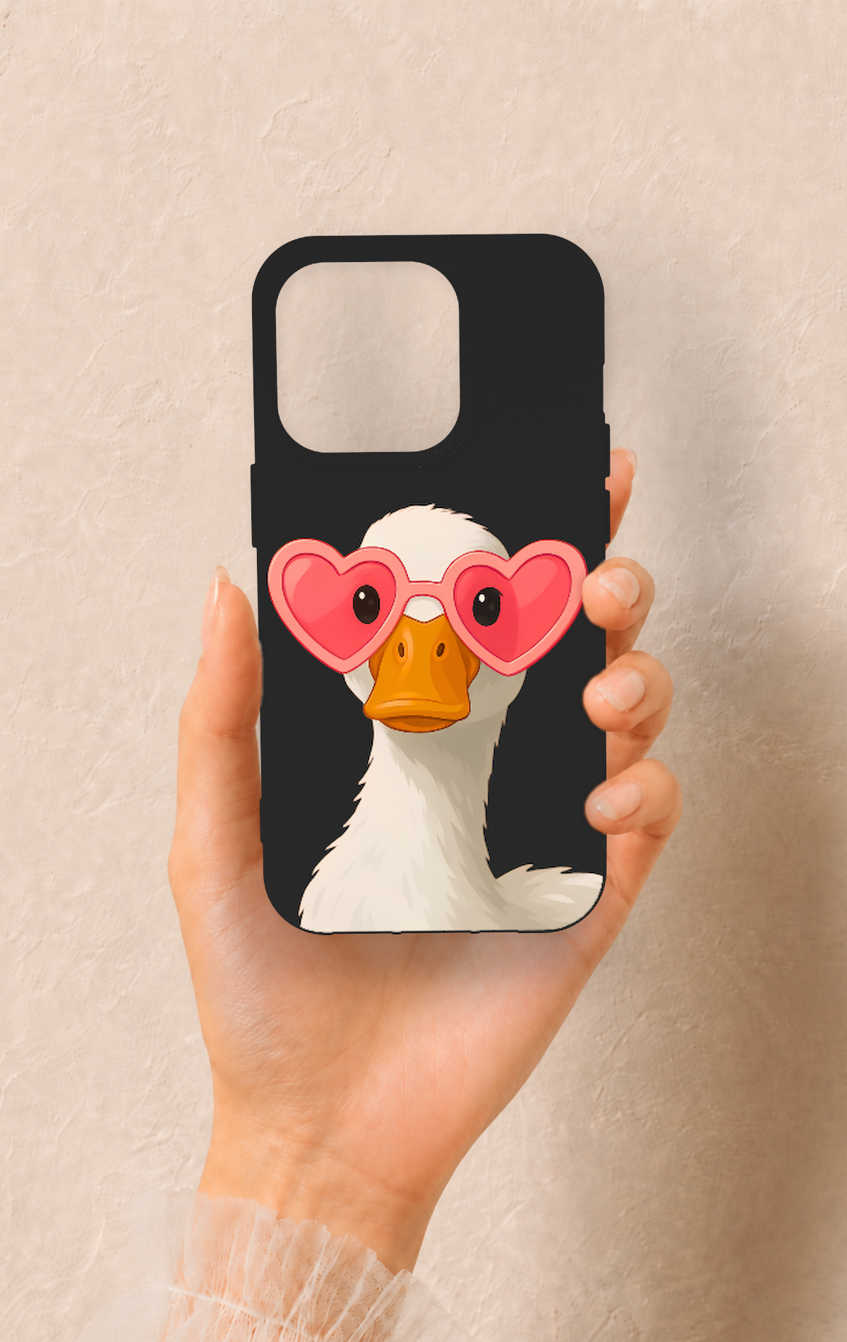 iPhone 14 Pro Uyumlu Aşık Ördek Desenli Silikon Kılıf