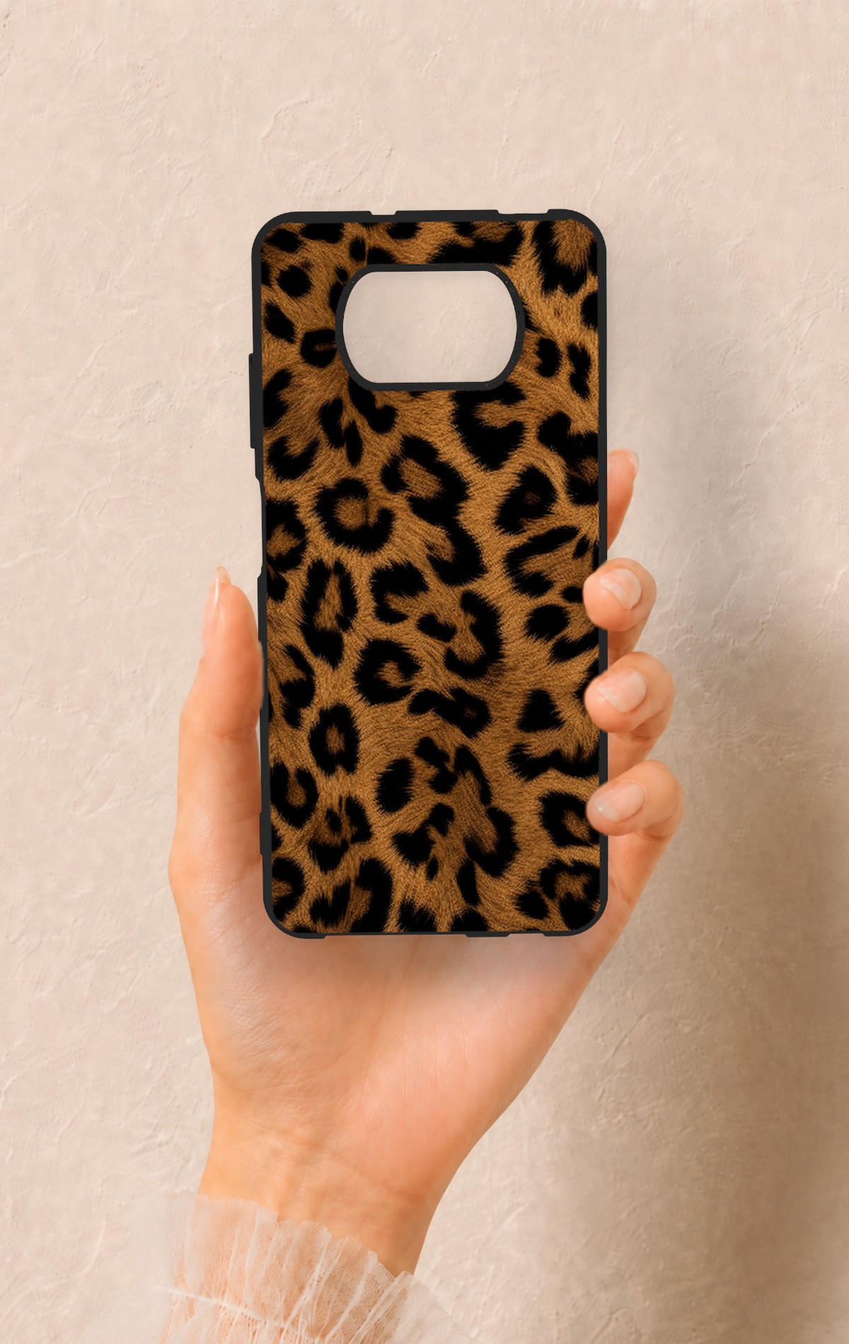 Poco X3 Uyumlu Koyu Leopar Deri Desenli Silikon Kılıf