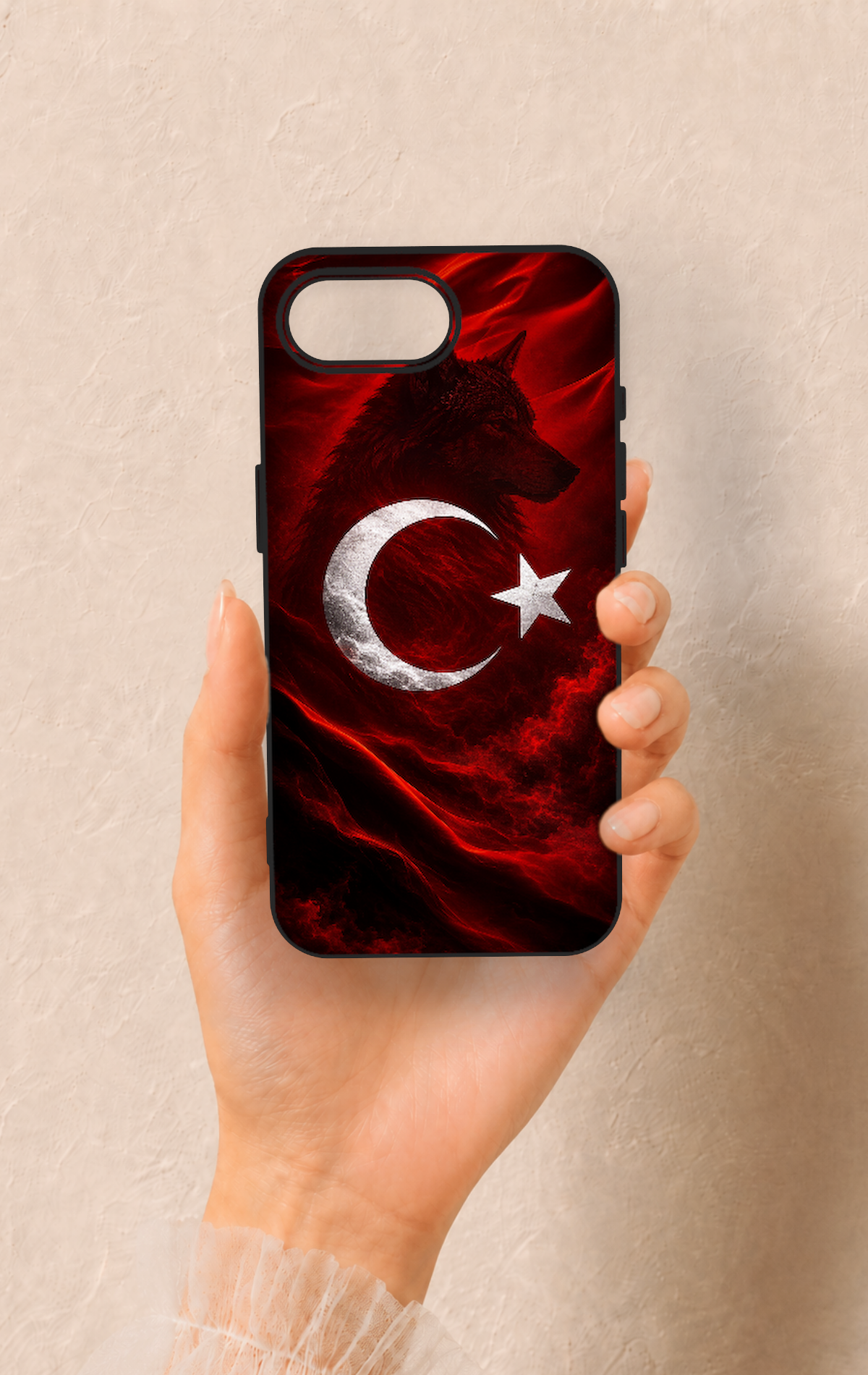 iPhone 16E Uyumlu Kurt Türk Bayrağı Desenli Silikon Kılıf