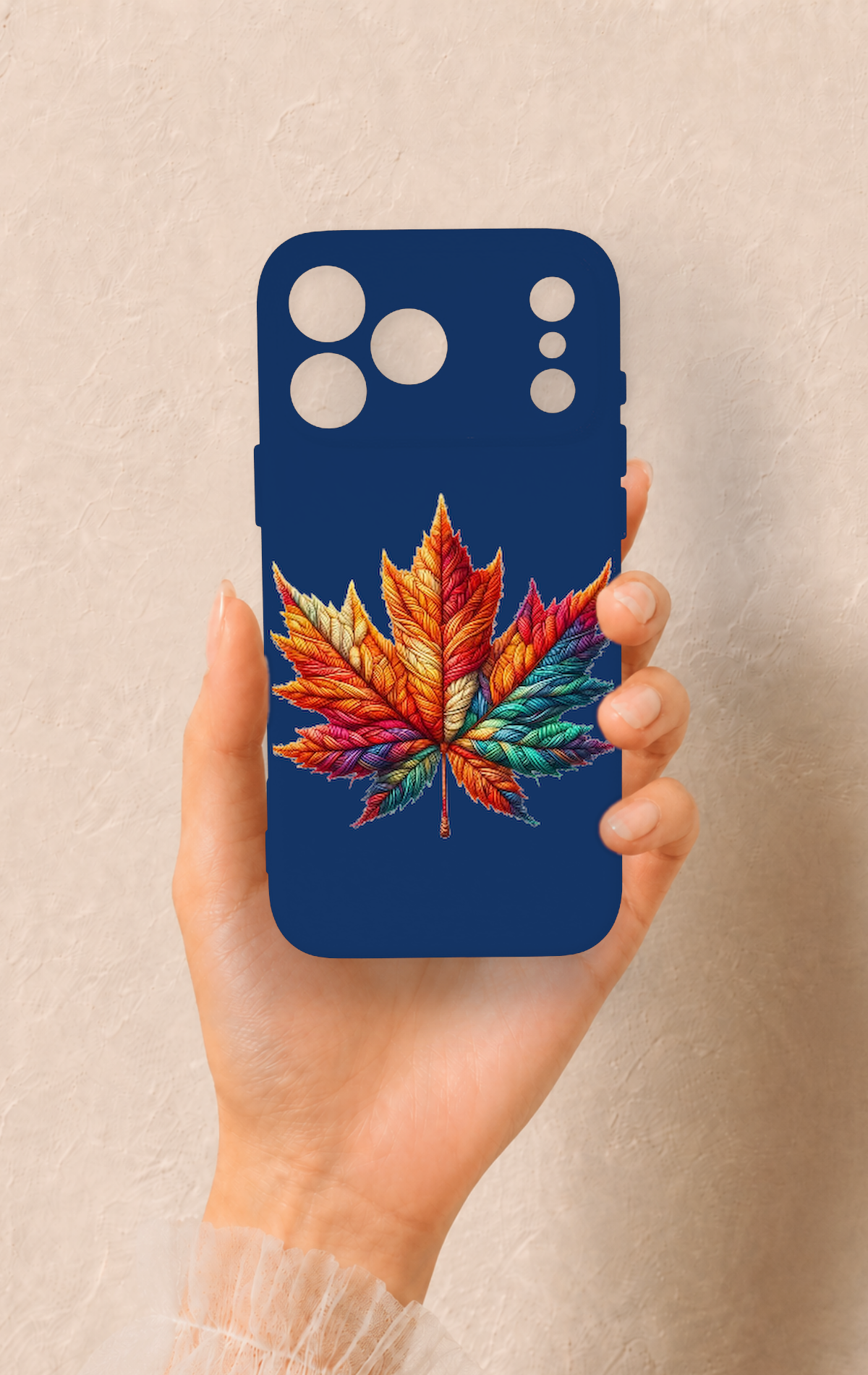 iPhone 17 Pro Max Uyumlu Renkli Yaprak Desenli Silikon Kılıf