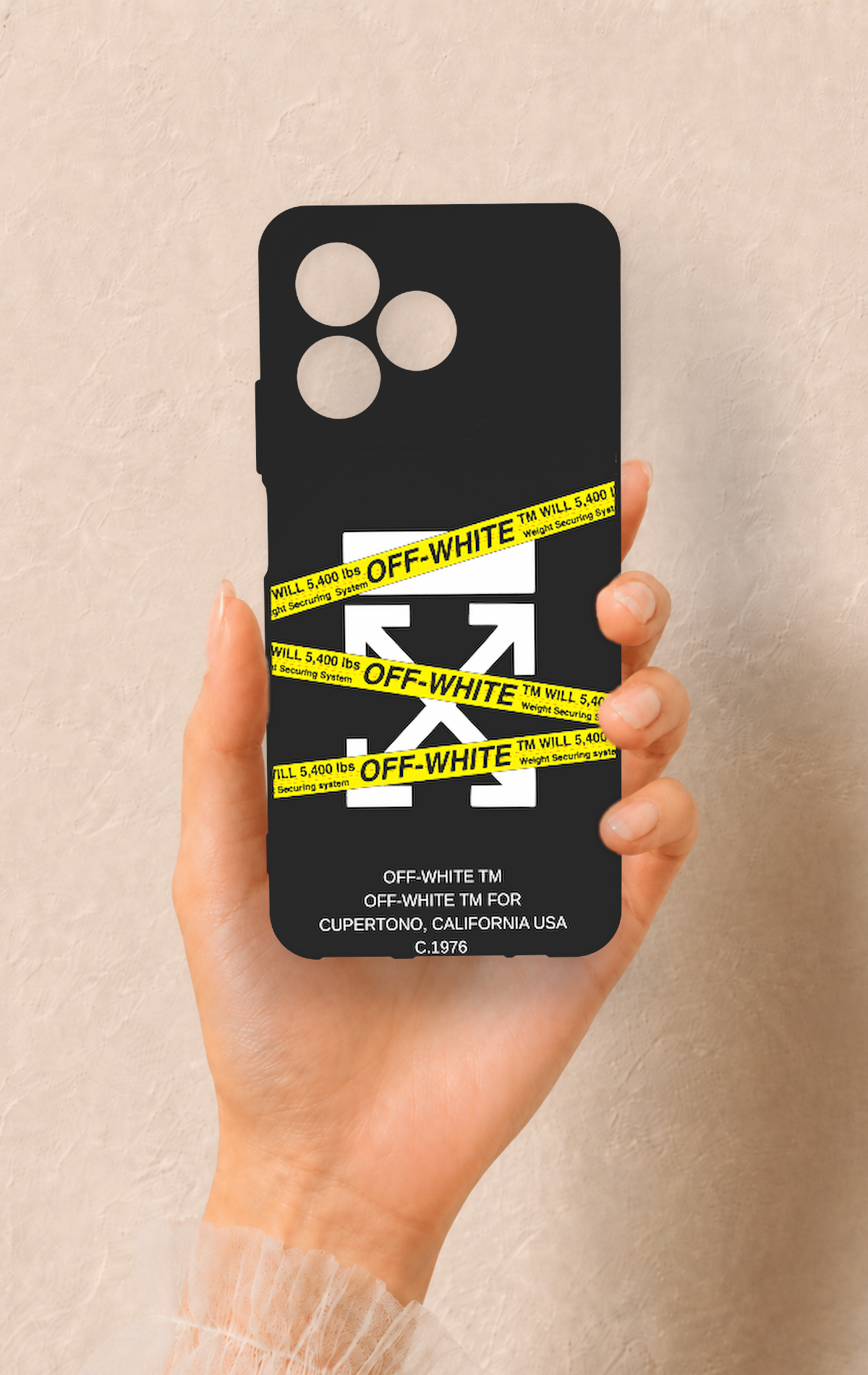 Realme C53 Uyumlu Off White Desenli Silikon Kılıf
