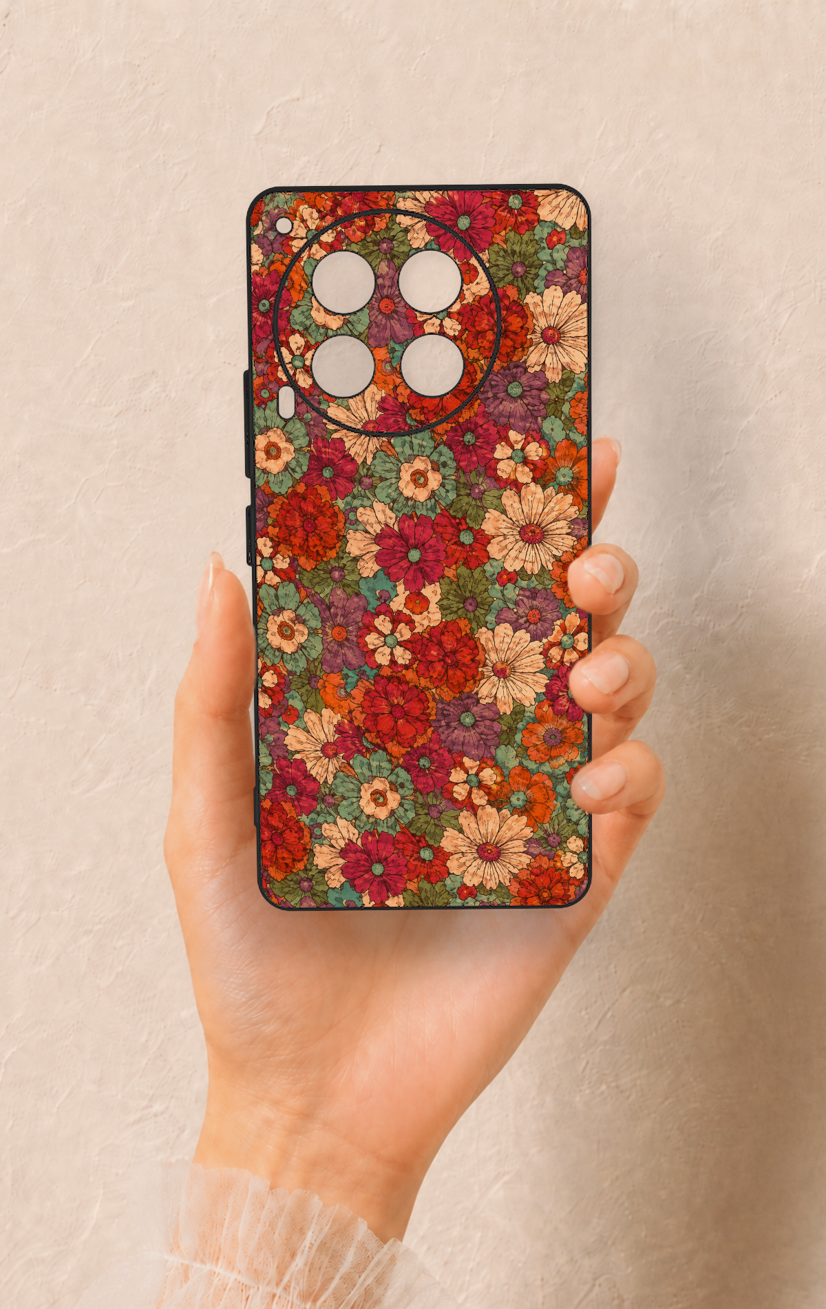 Tecno Camon 30 Uyumlu Pastel Çiçek Bahçesi Desenli Silikon Kılıf