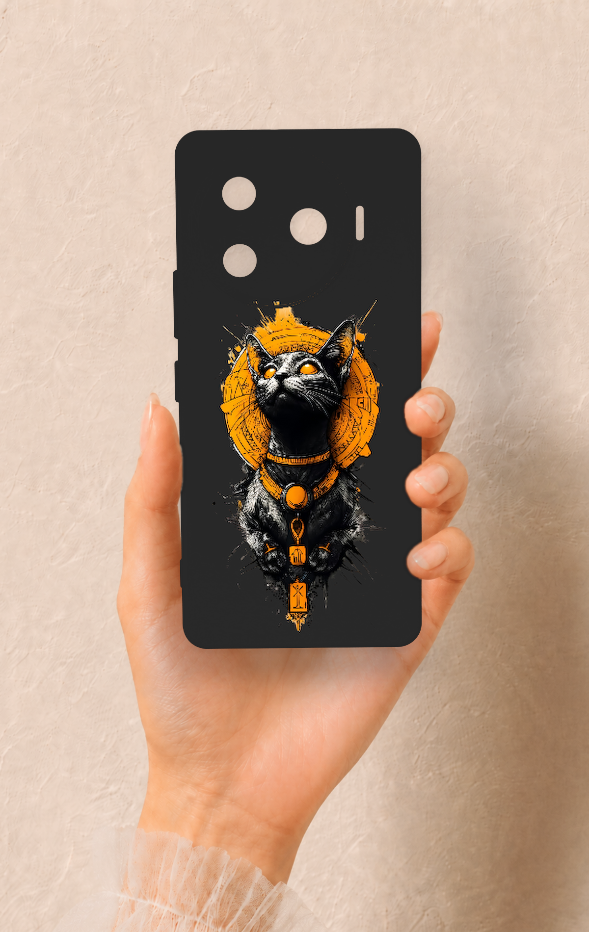 Tecno Camon 30 Pro 5G Uyumlu Mısırlı Kedi Tanrısı Desenli Silikon Kılıf
