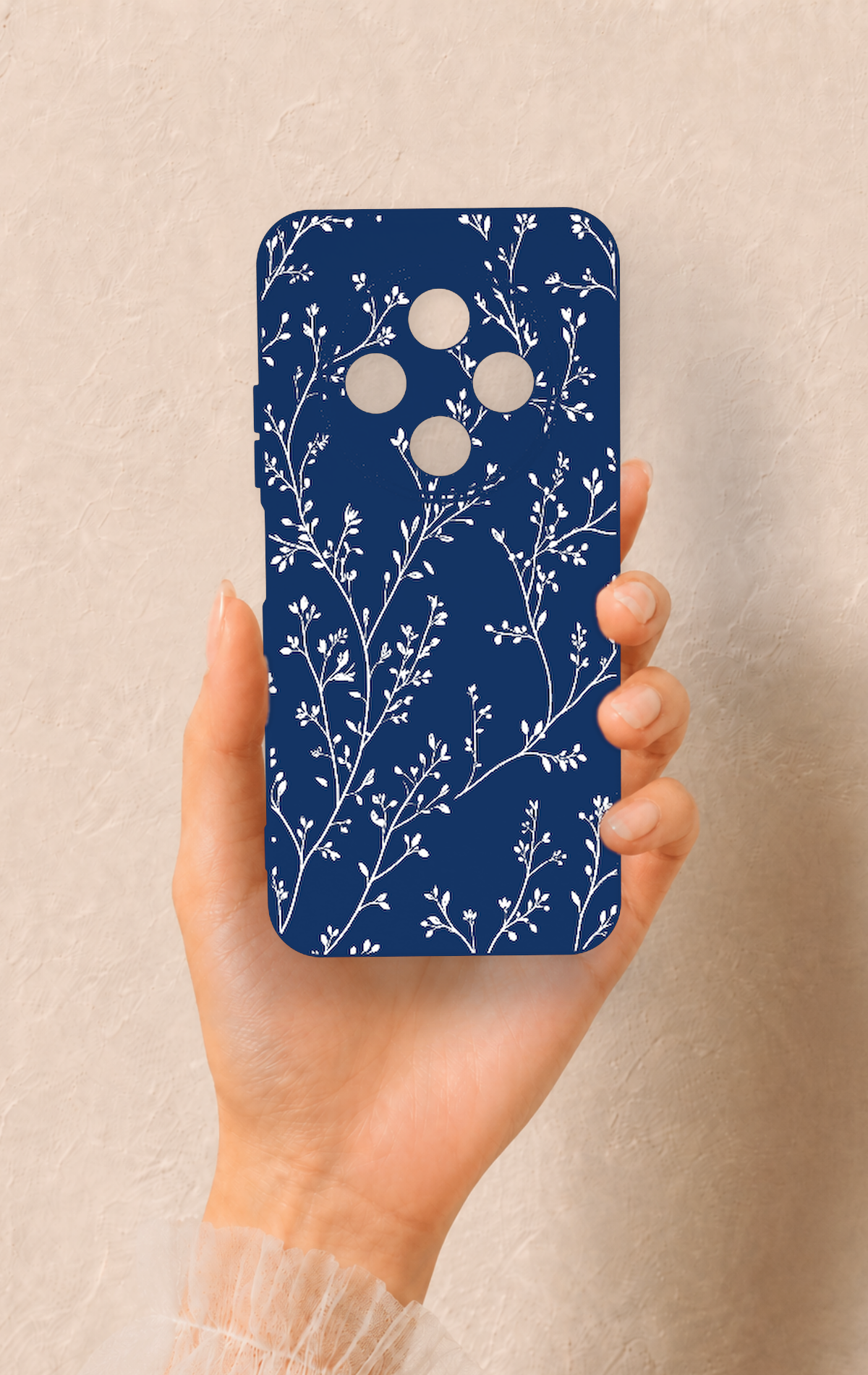 Tecno Spark 30C Uyumlu İnce Yaprak Dalı Desenli Silikon Kılıf