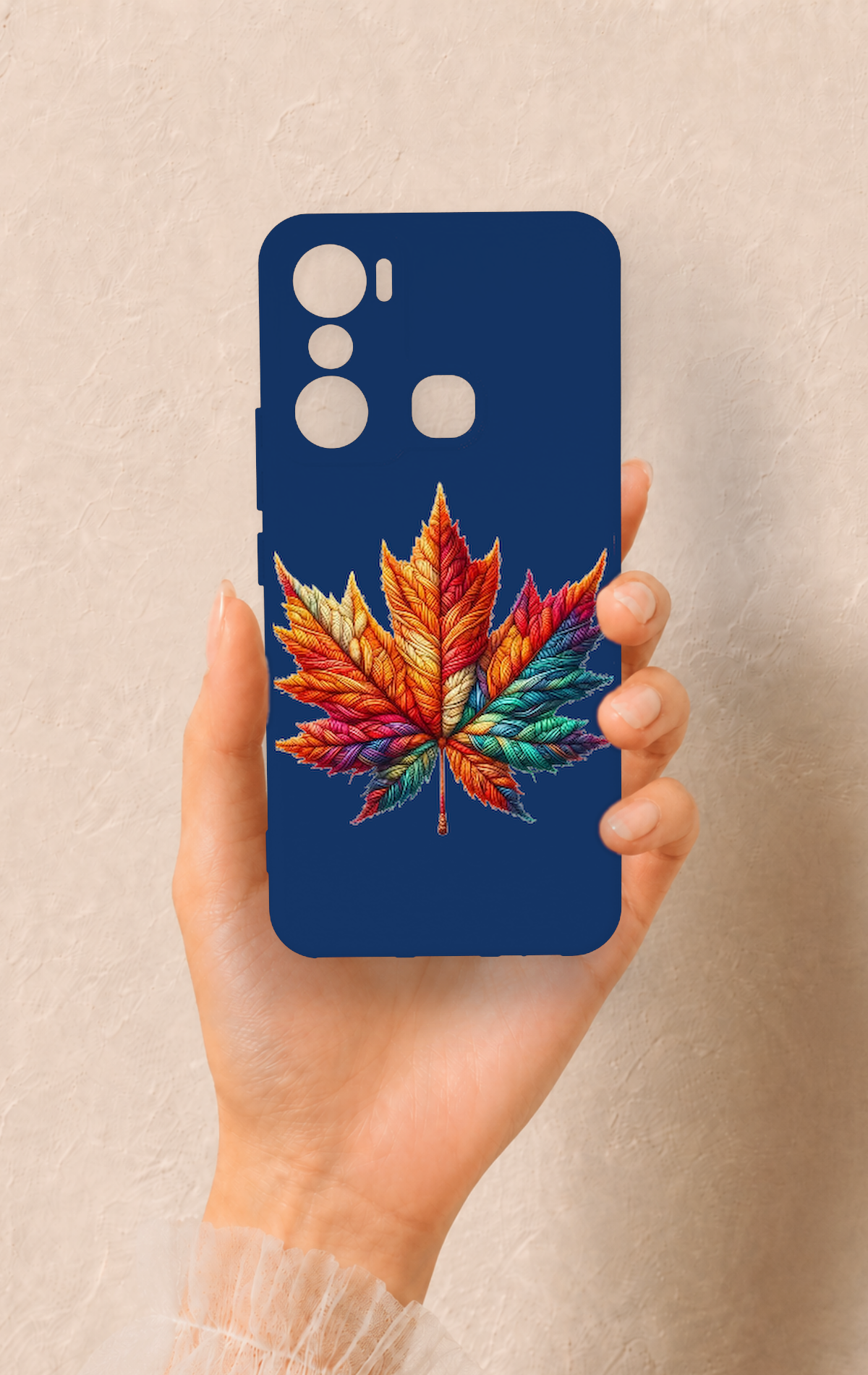 İnfinix Hot 20i Uyumlu Renkli Yaprak Desenli Silikon Kılıf