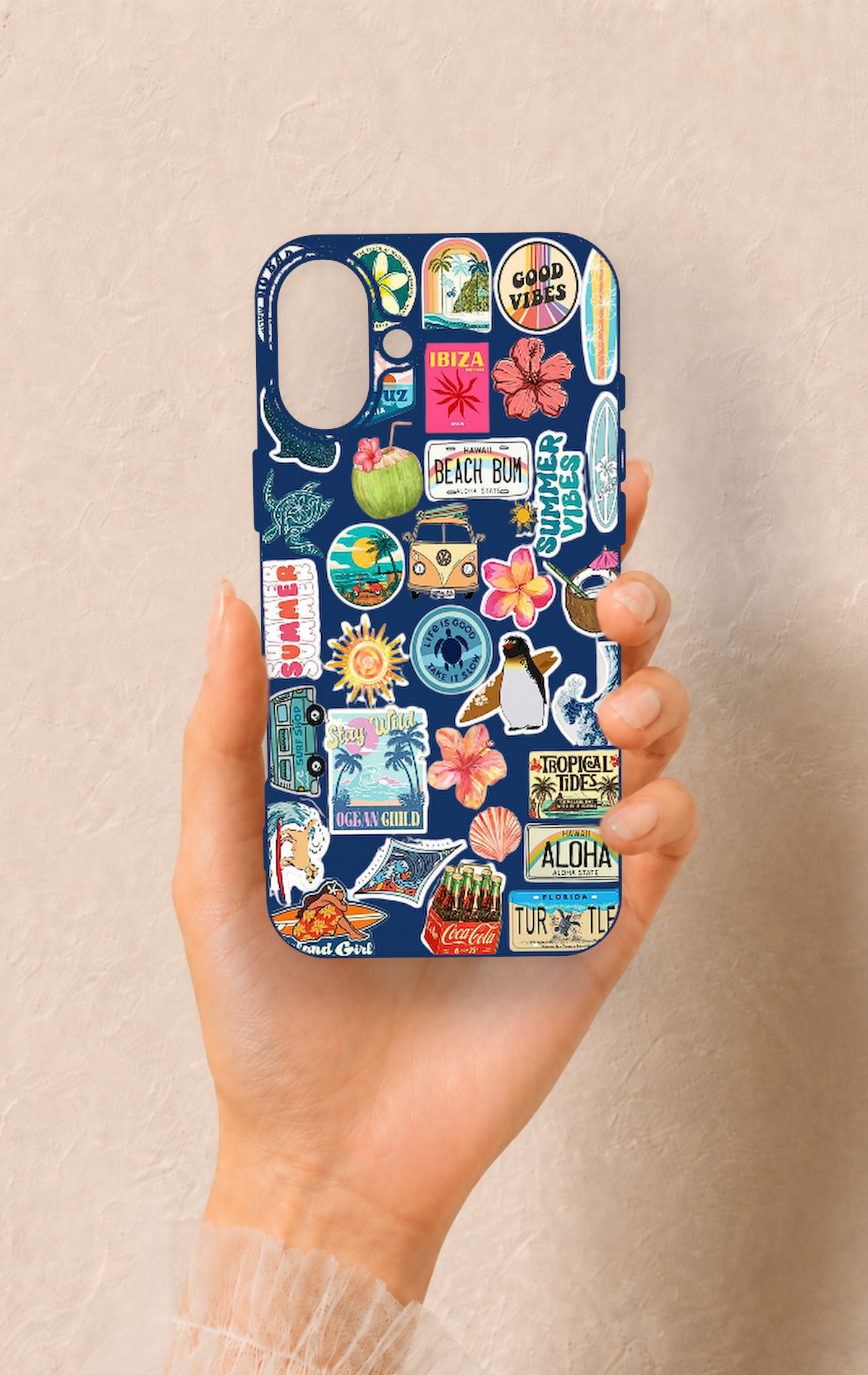 iPhone 16 Plus Uyumlu Summer Vibes Desenli Silikon Kılıf
