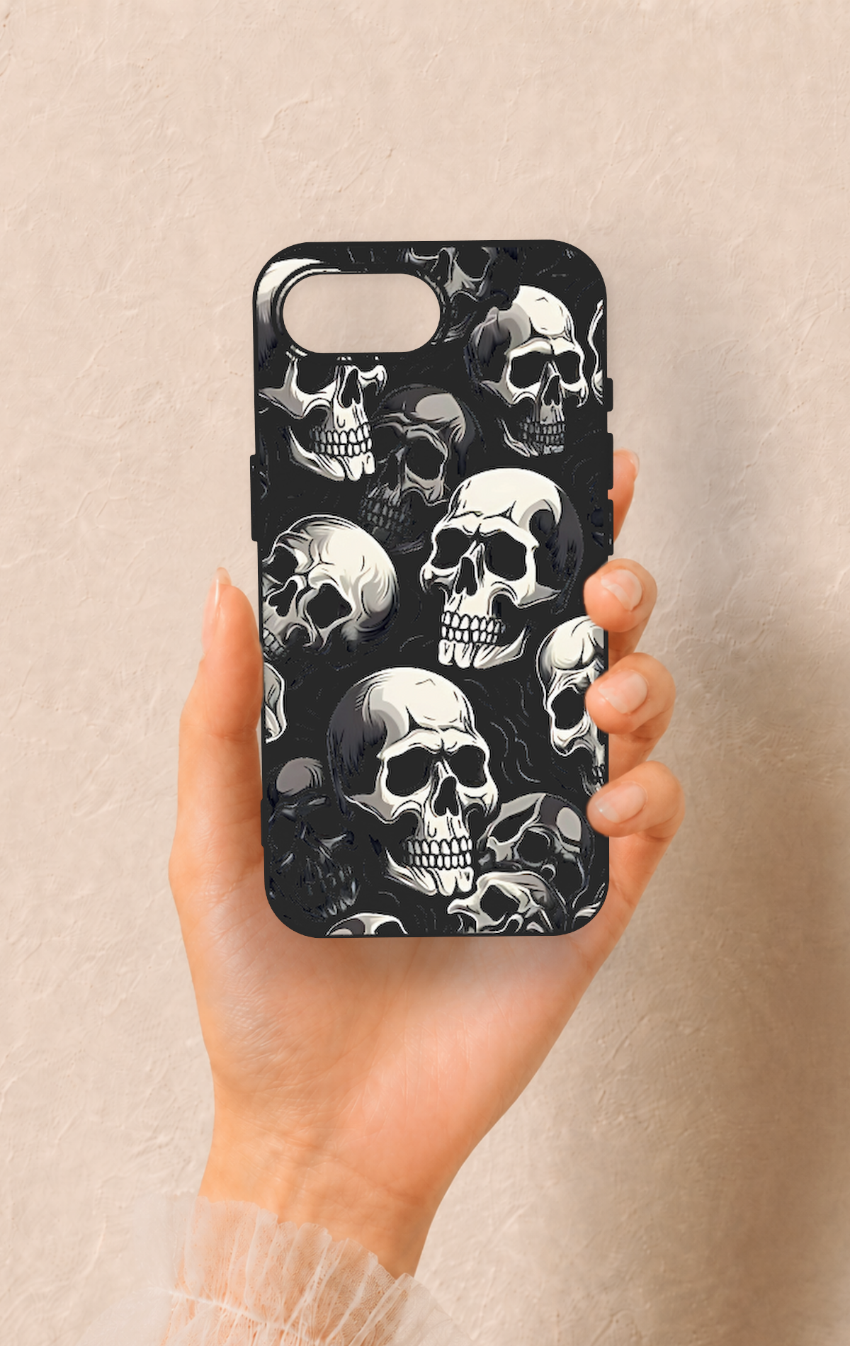 iPhone 16E Uyumlu Kuru Kafa Desenli Silikon Kılıf