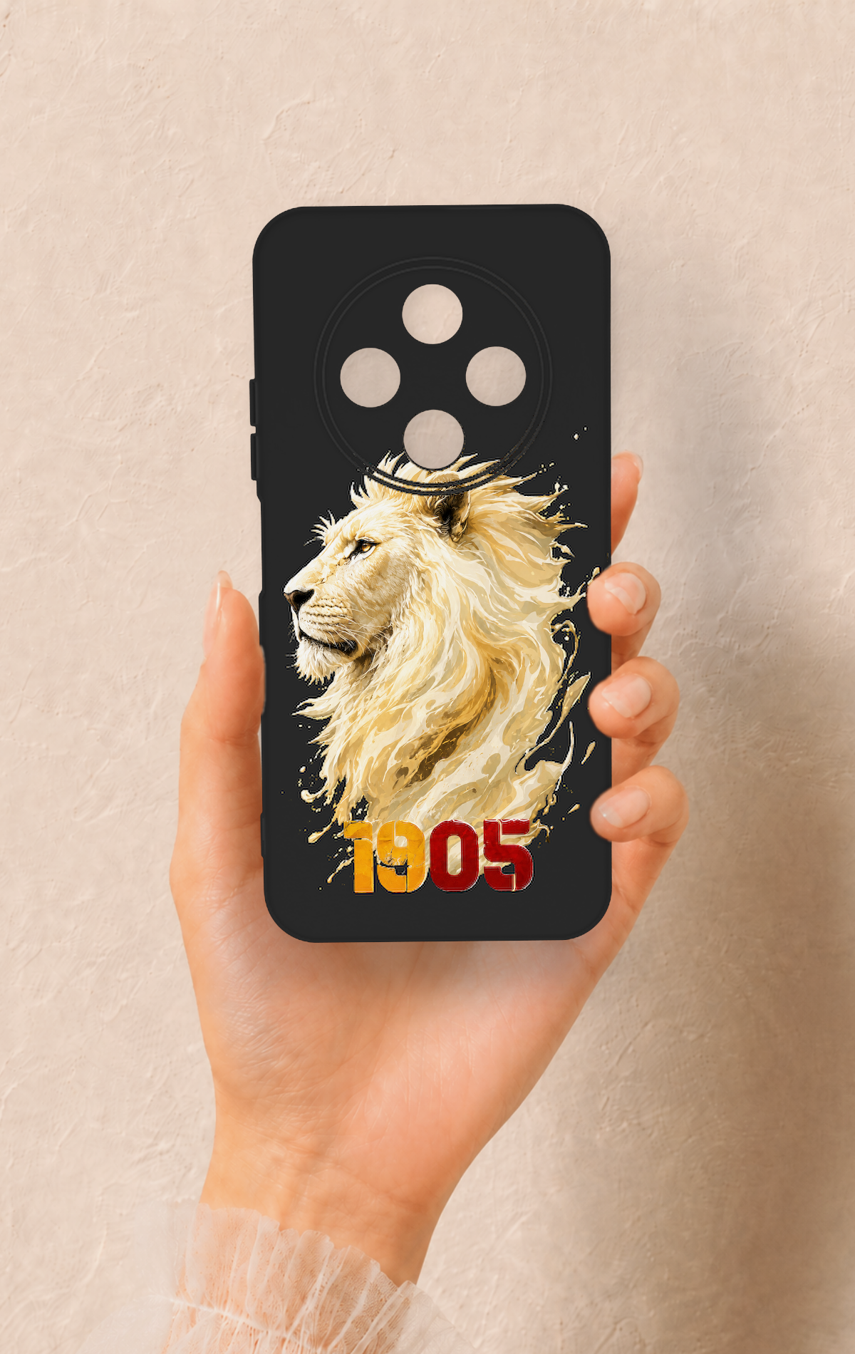 Tecno Spark 30C Uyumlu Sarı Kırmızı 1905 Aslan Desenli Silikon Kılıf