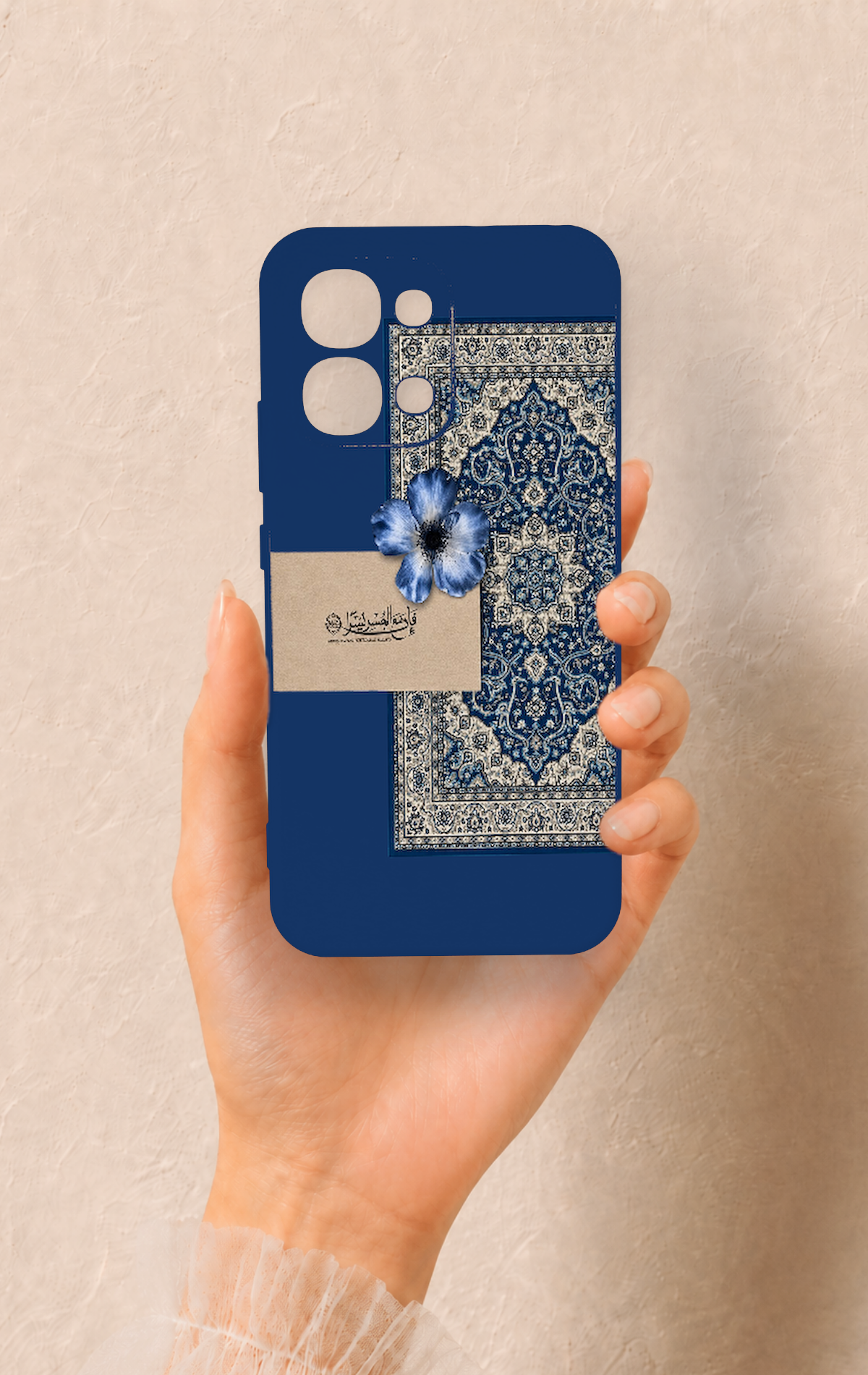 Oppo A6 Pro Uyumlu Mavi Etnik Halı Desenli Silikon Kılıf