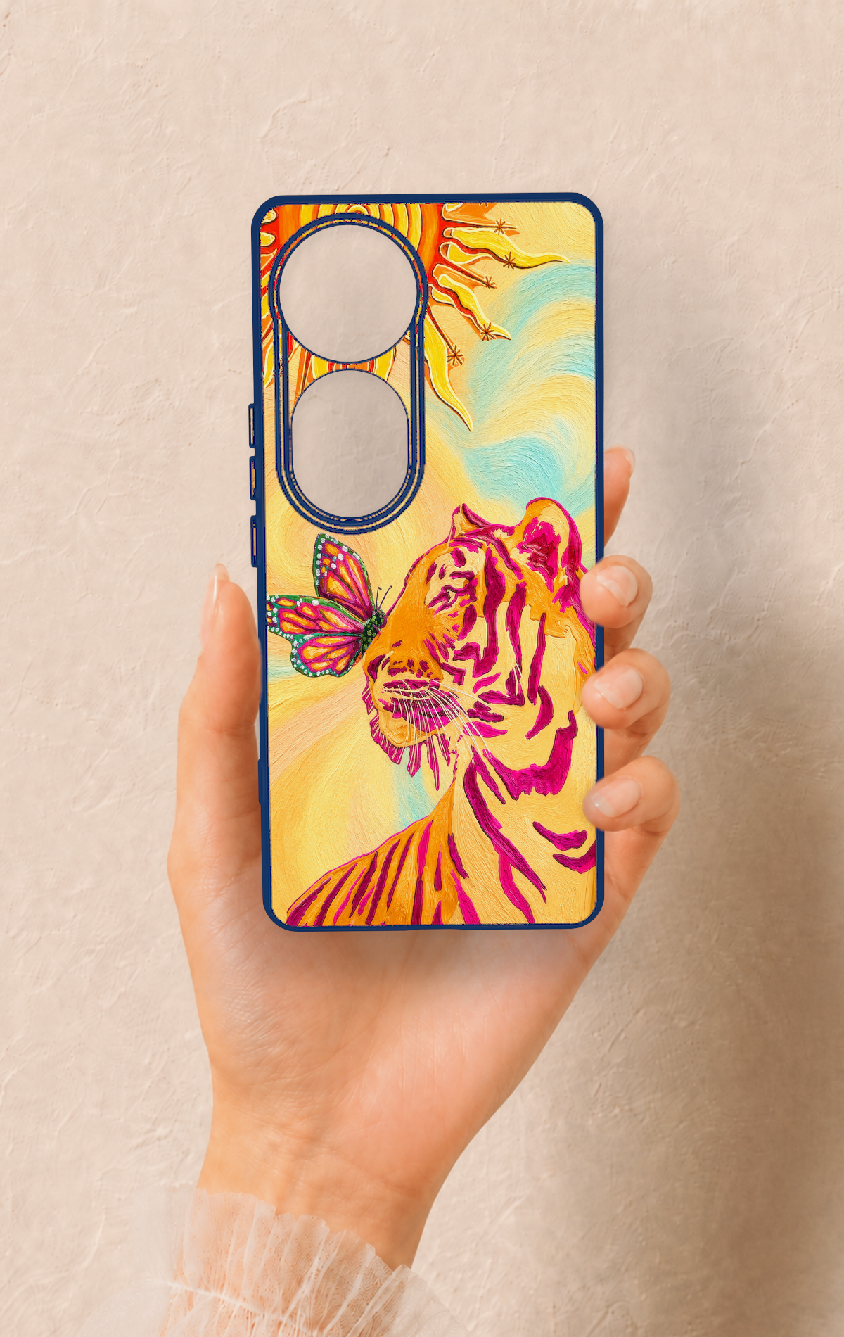 Vivo V40 Uyumlu Güneşin Kaplanı Desenli Silikon Kılıf