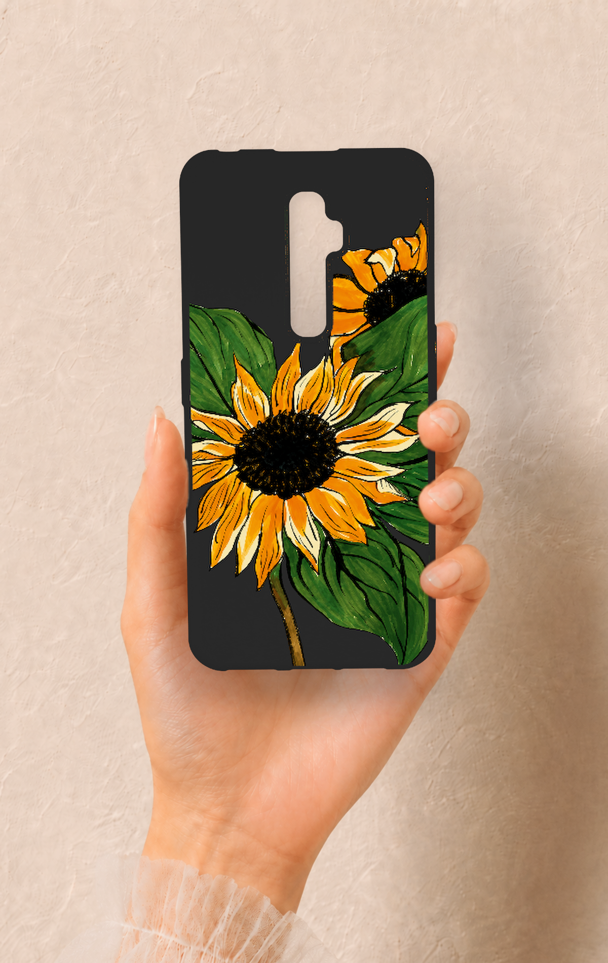 Oppo Reno 2Z Uyumlu Ay Çiçeği Desenli Silikon Kılıf