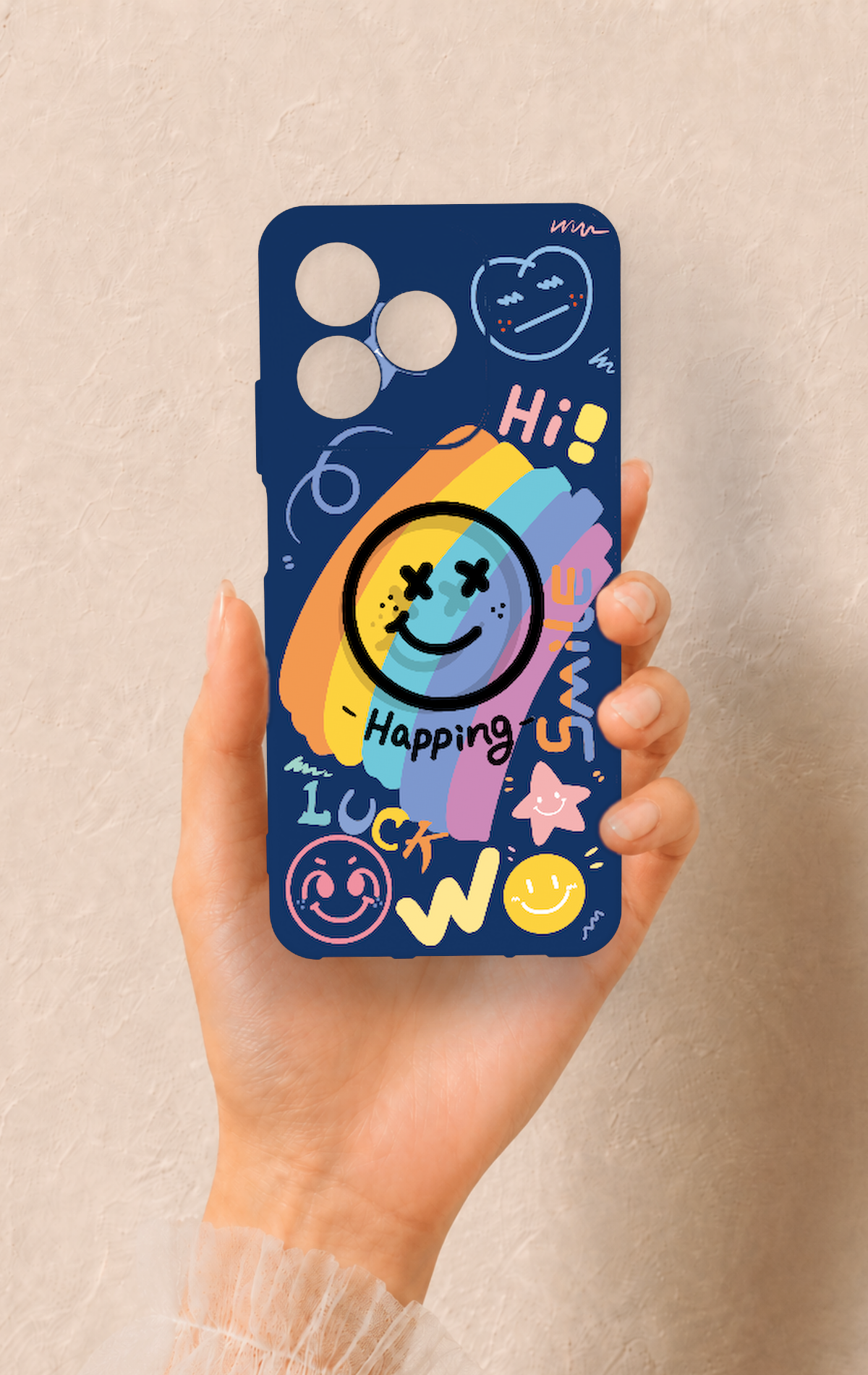 Realme C53 Uyumlu Happing Smile Desenli Silikon Kılıf