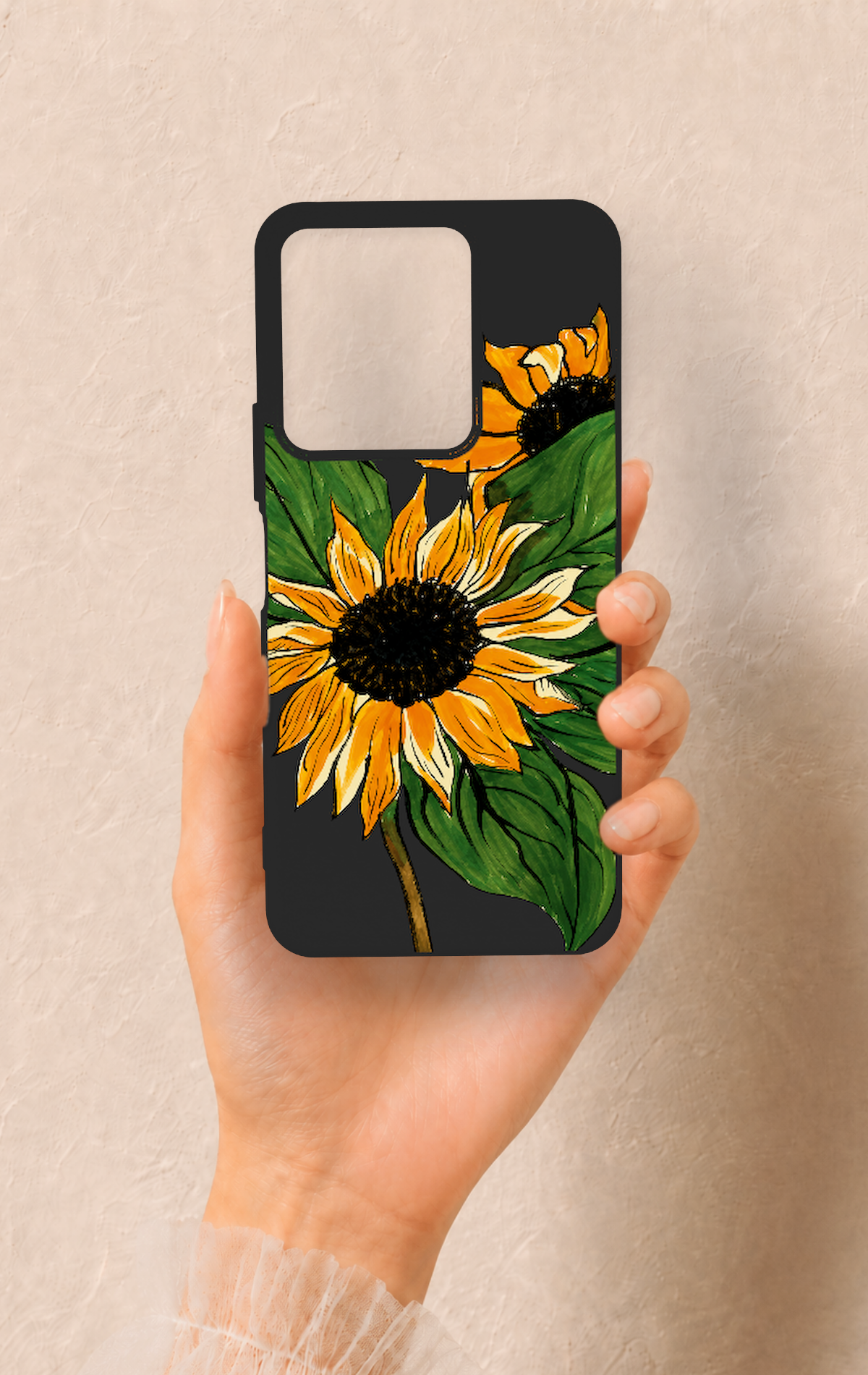 Vivo Y35 Uyumlu Ay Çiçeği Desenli Silikon Kılıf