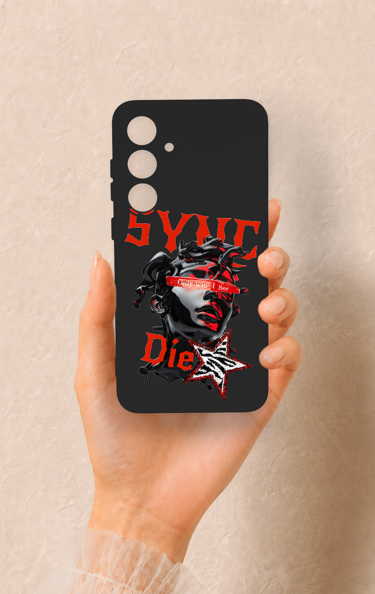 Samsung S24Fe Uyumlu Sync Die Desenli Silikon Kılıf