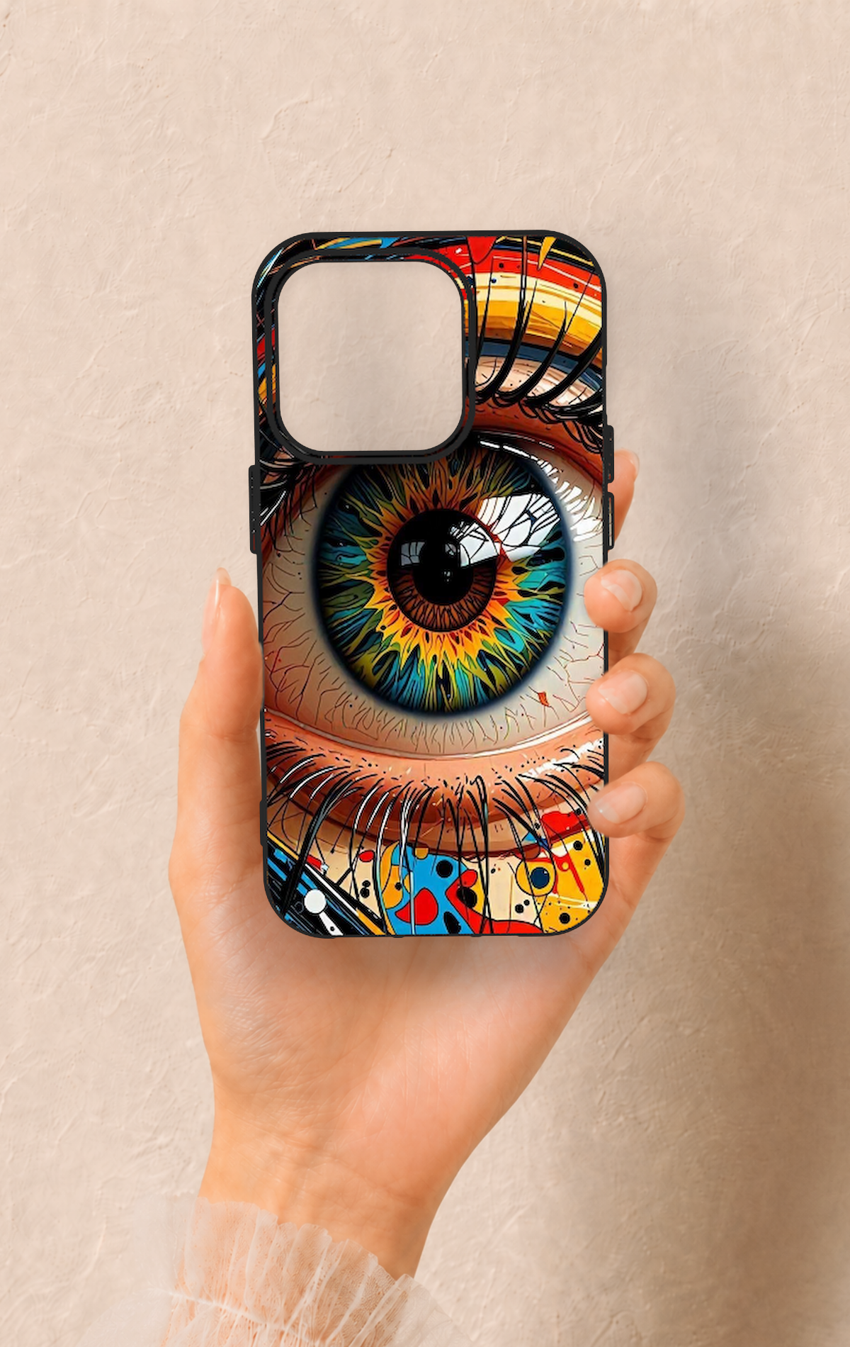 iPhone 15 Pro Uyumlu Renkli Göz Bebeği Desenli Silikon Kılıf