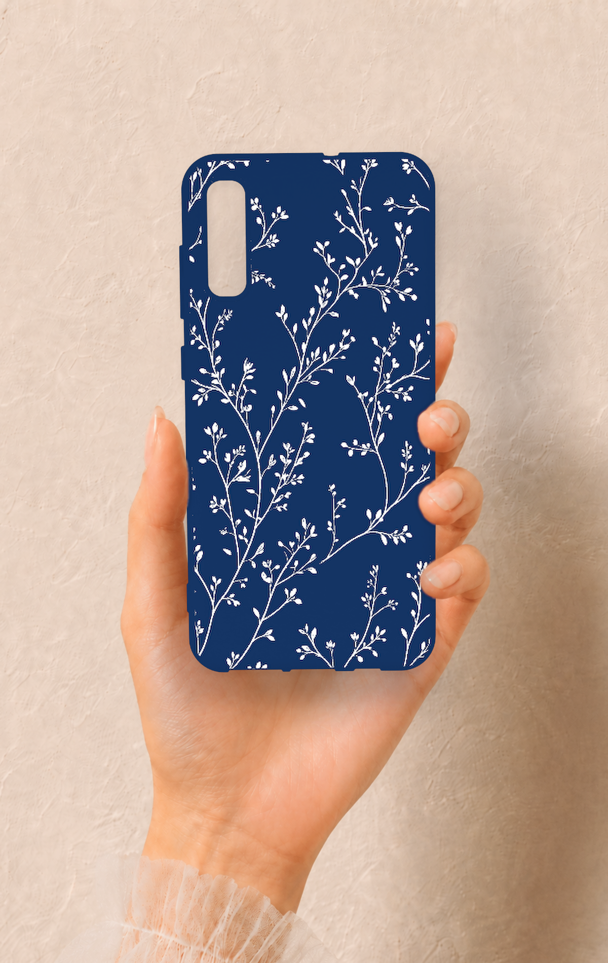 Samsung A70 Uyumlu İnce Yaprak Dalı Desenli Silikon Kılıf