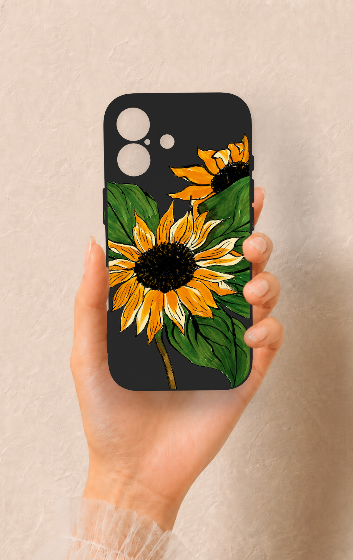 iPhone 17 Uyumlu Ay Çiçeği Desenli Silikon Kılıf
