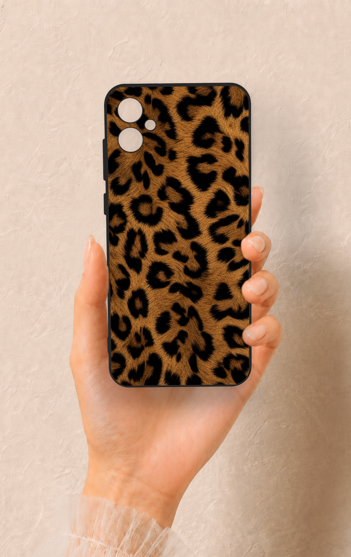 Samsung A05 Uyumlu Koyu Leopar Deri Desenli Silikon Kılıf