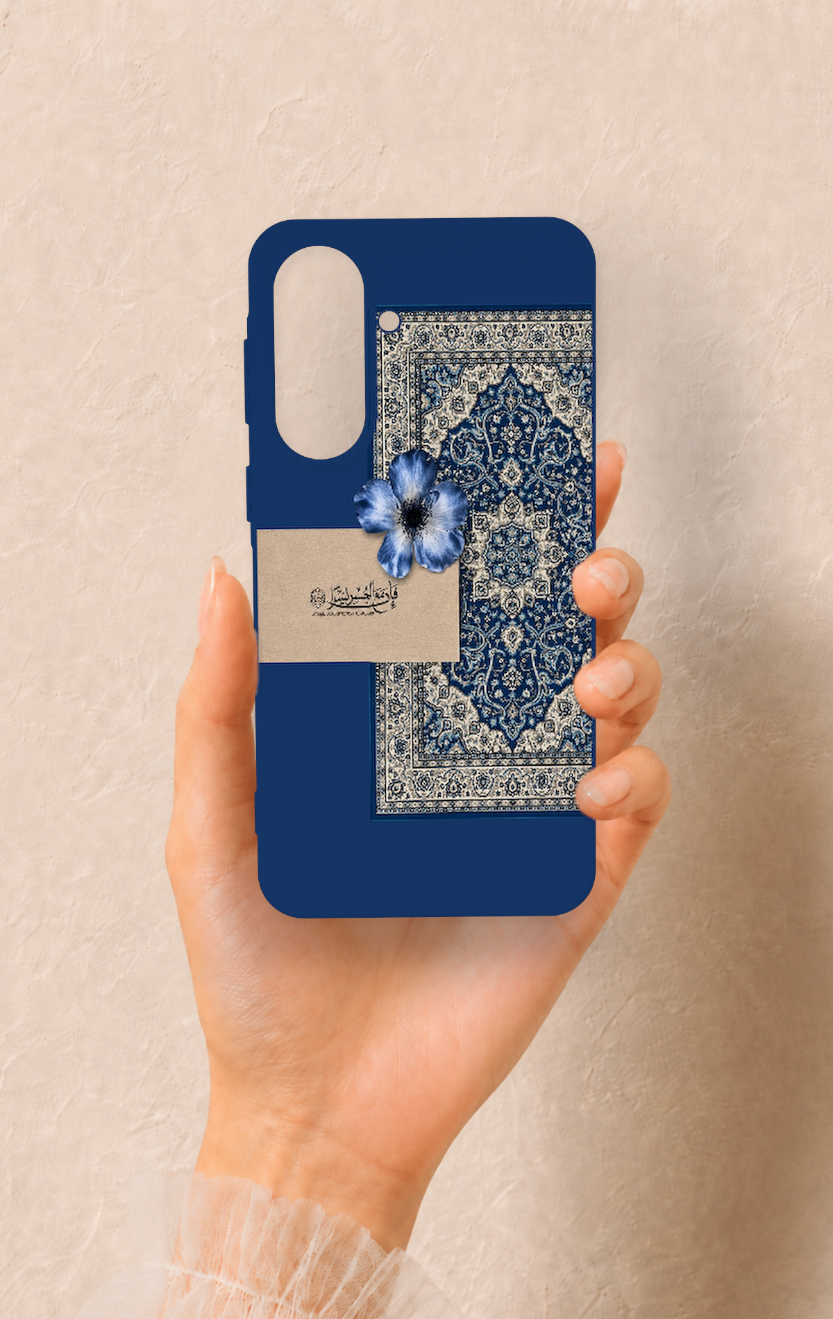 Samsung A57 Uyumlu Mavi Etnik Halı Desenli Silikon Kılıf