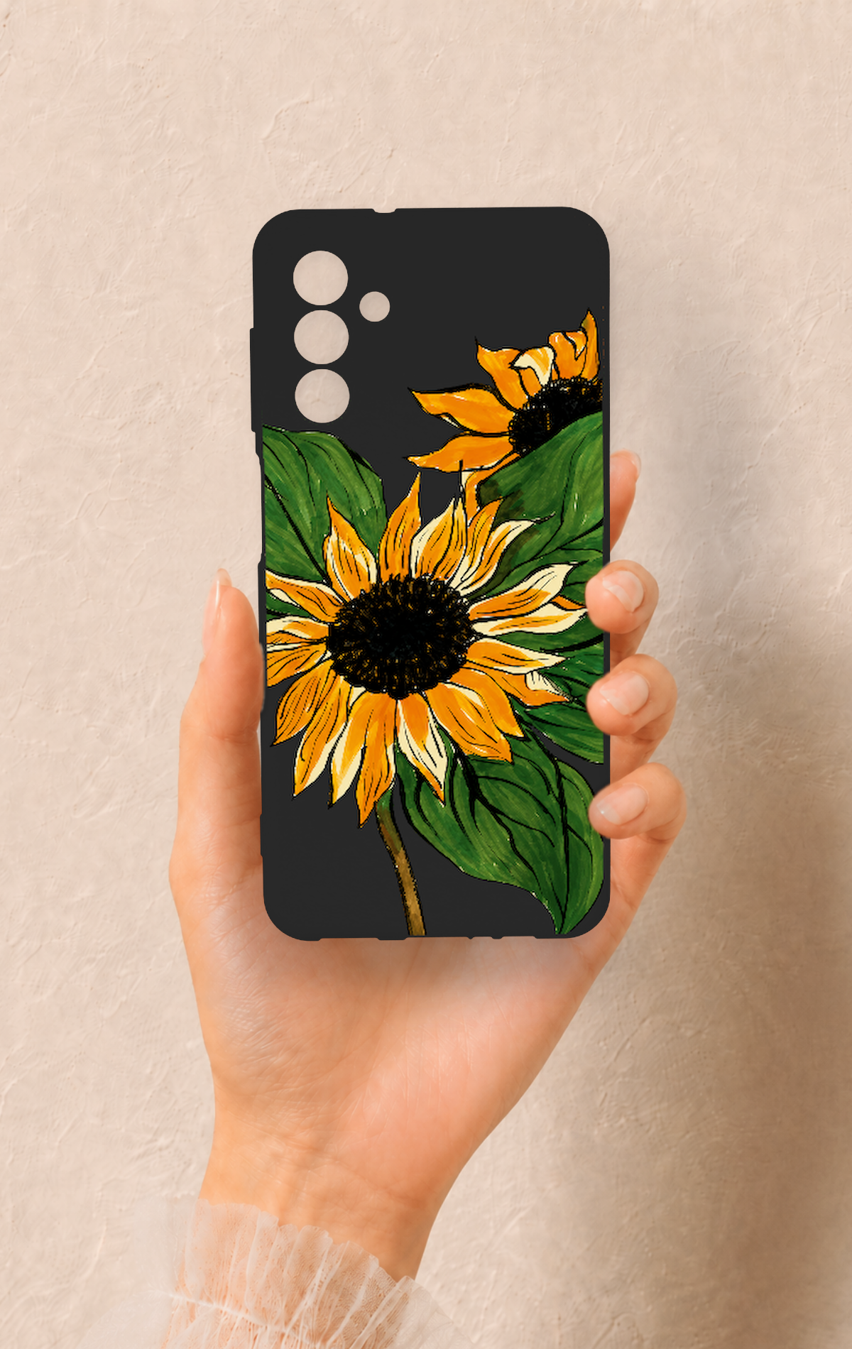Samsung A04S Uyumlu Ay Çiçeği Desenli Silikon Kılıf