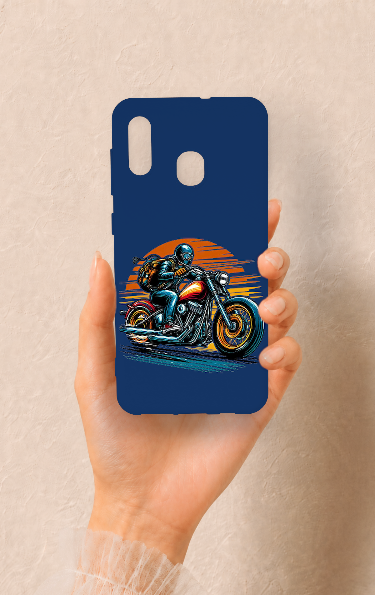 Samsung A20-A30 Uyumlu Moto Rider Desenli Silikon Kılıf