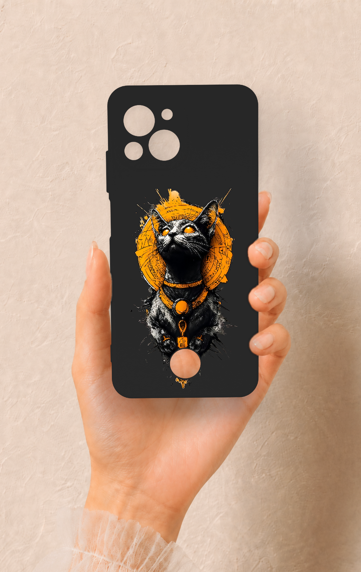 Reeder S23 Pro Max Uyumlu Mısırlı Kedi Tanrısı Desenli Silikon Kılıf