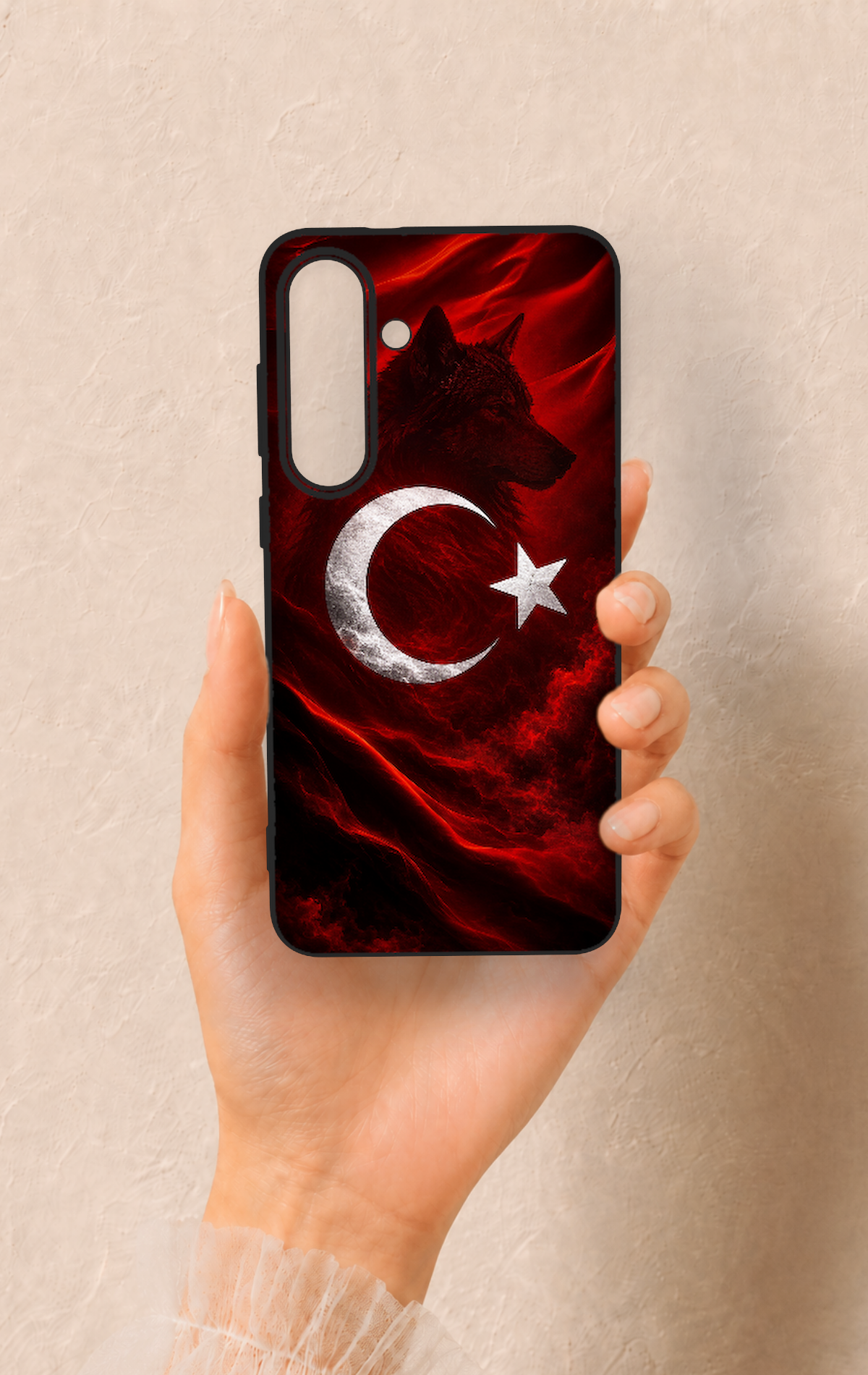 Samsung S25Fe Uyumlu Kurt Türk Bayrağı Desenli Silikon Kılıf
