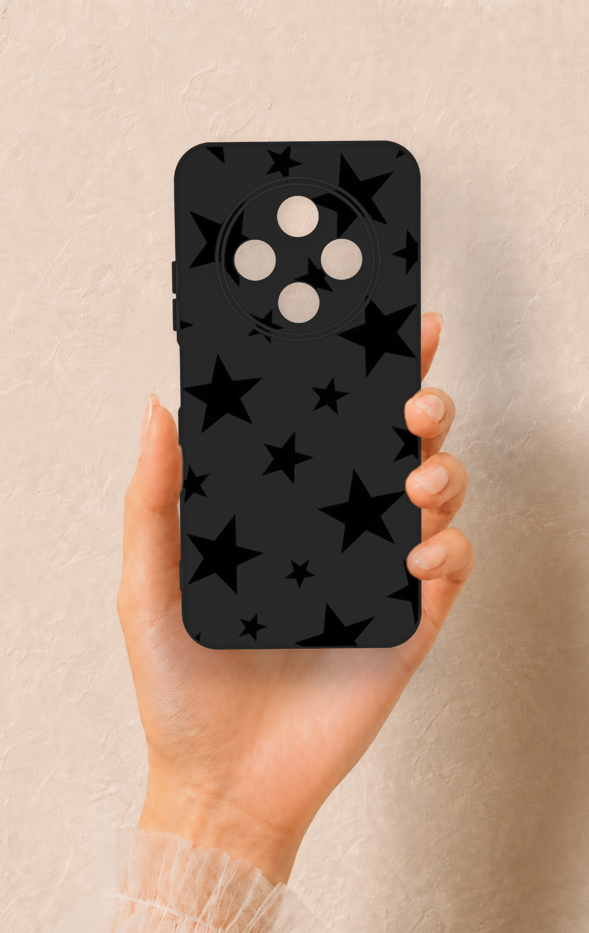 Tecno Spark 30C Uyumlu Siyah Star Desenli Silikon Kılıf