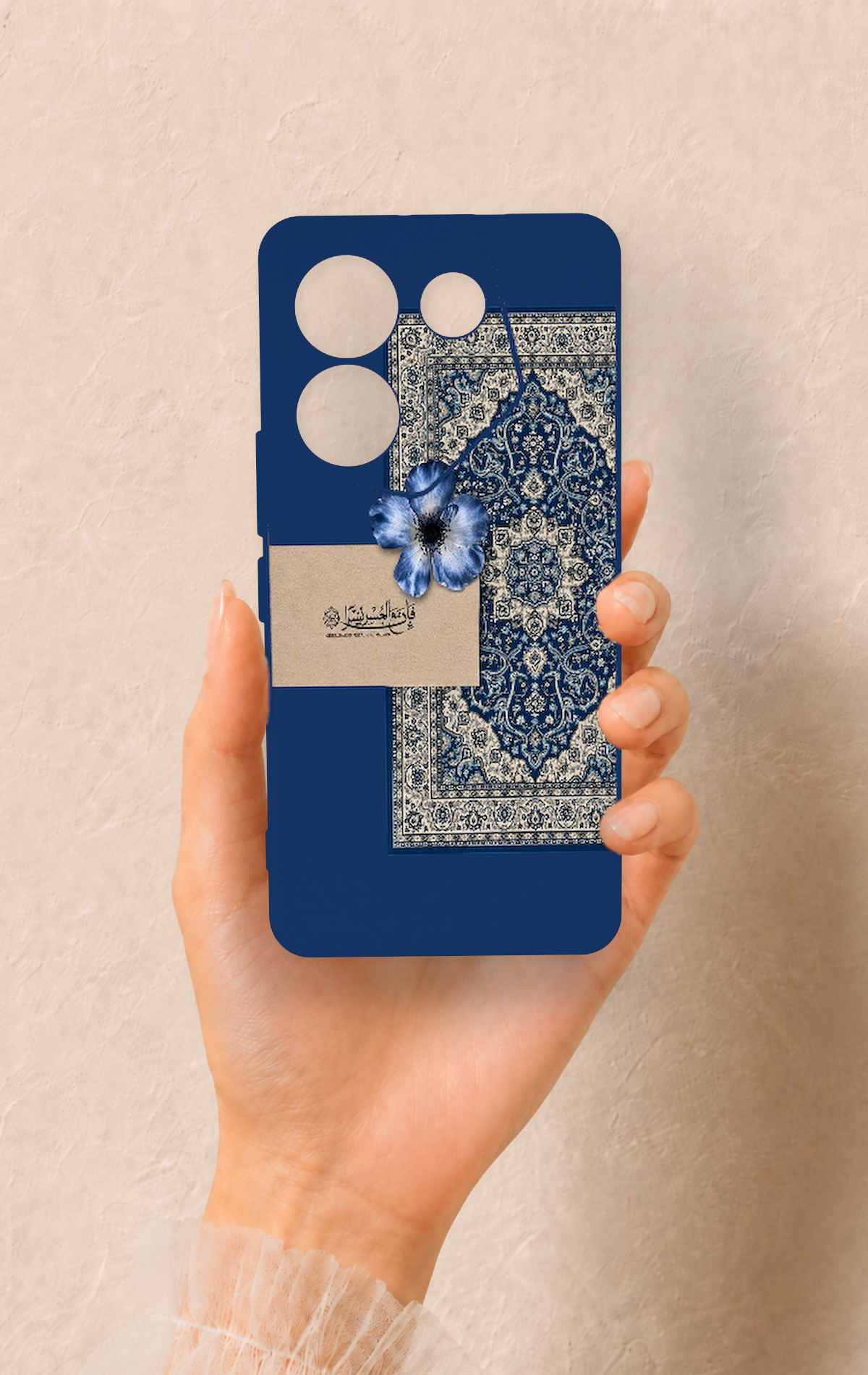 Tecno Camon 20 Pro Uyumlu Mavi Etnik Halı Desenli Silikon Kılıf