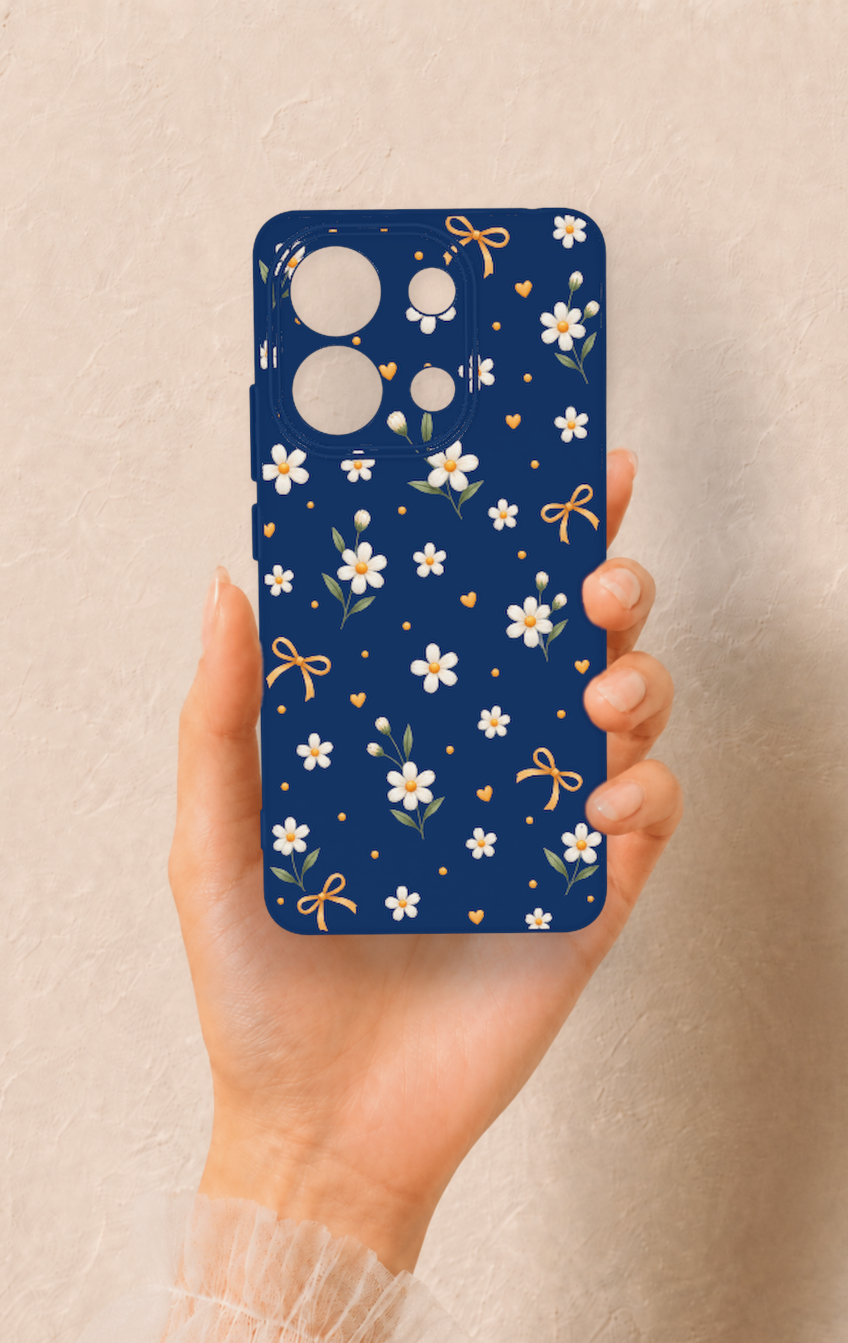Redmi Note 13 4G Uyumlu Papatya Fiyonk Desenli Silikon Kılıf